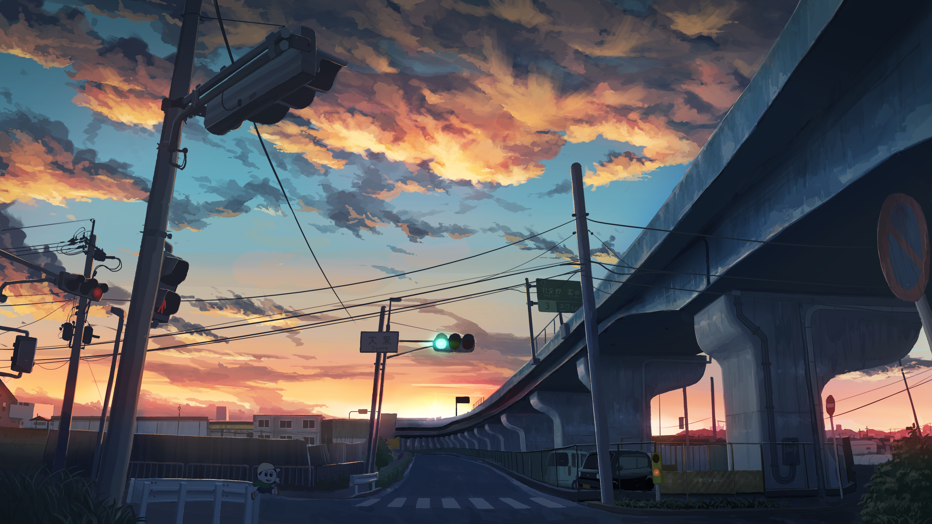 AI Image Generator City road background in anime style