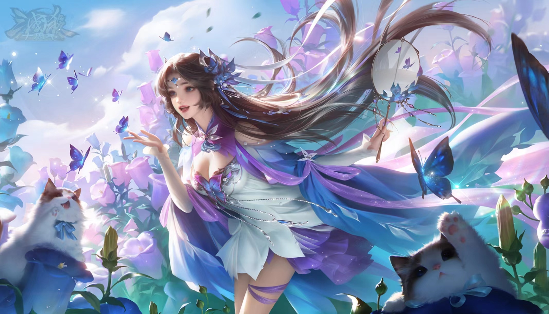 Anime Anime Girls Sanguosha Long Hair Three Kingdoms Dress Video Game Characters Sky Video Game Art  2133x1220