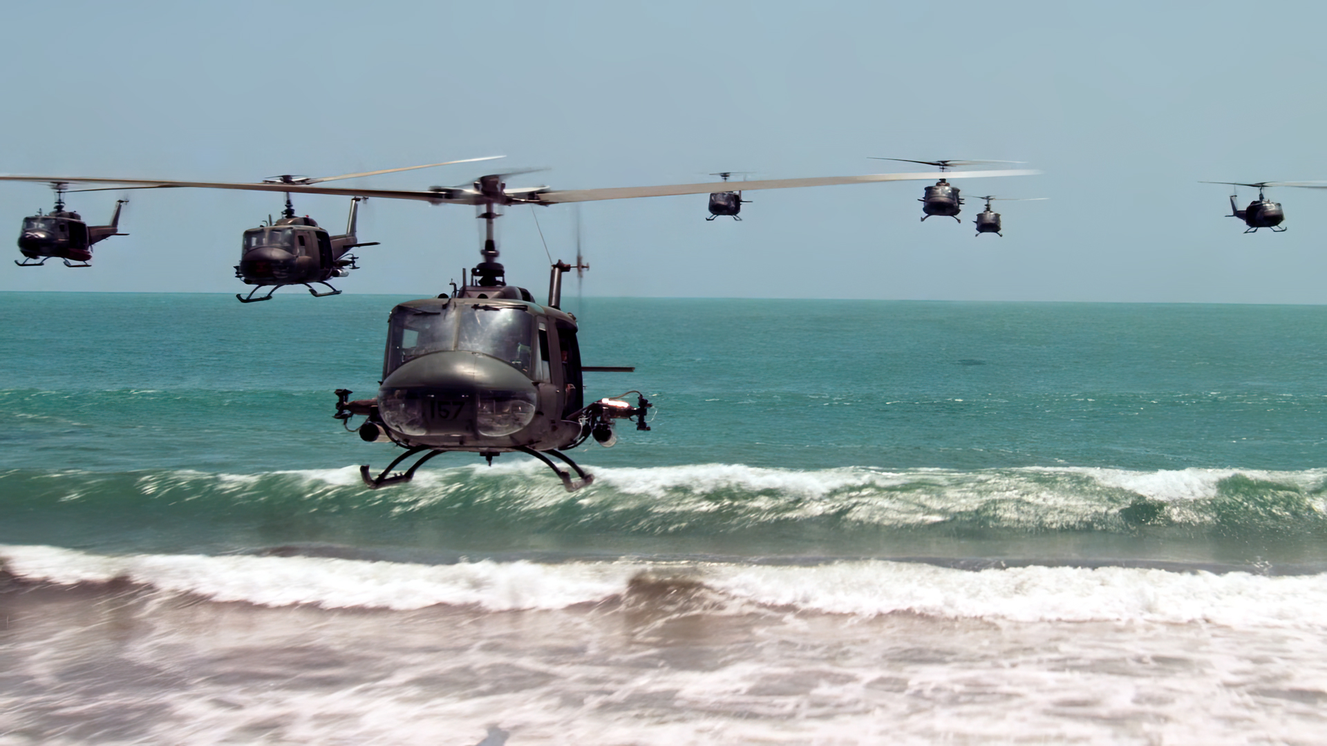 Apocalypse Now Helicopters Water Movies Film Stills Vietnam War Aircraft Waves 1920x1080