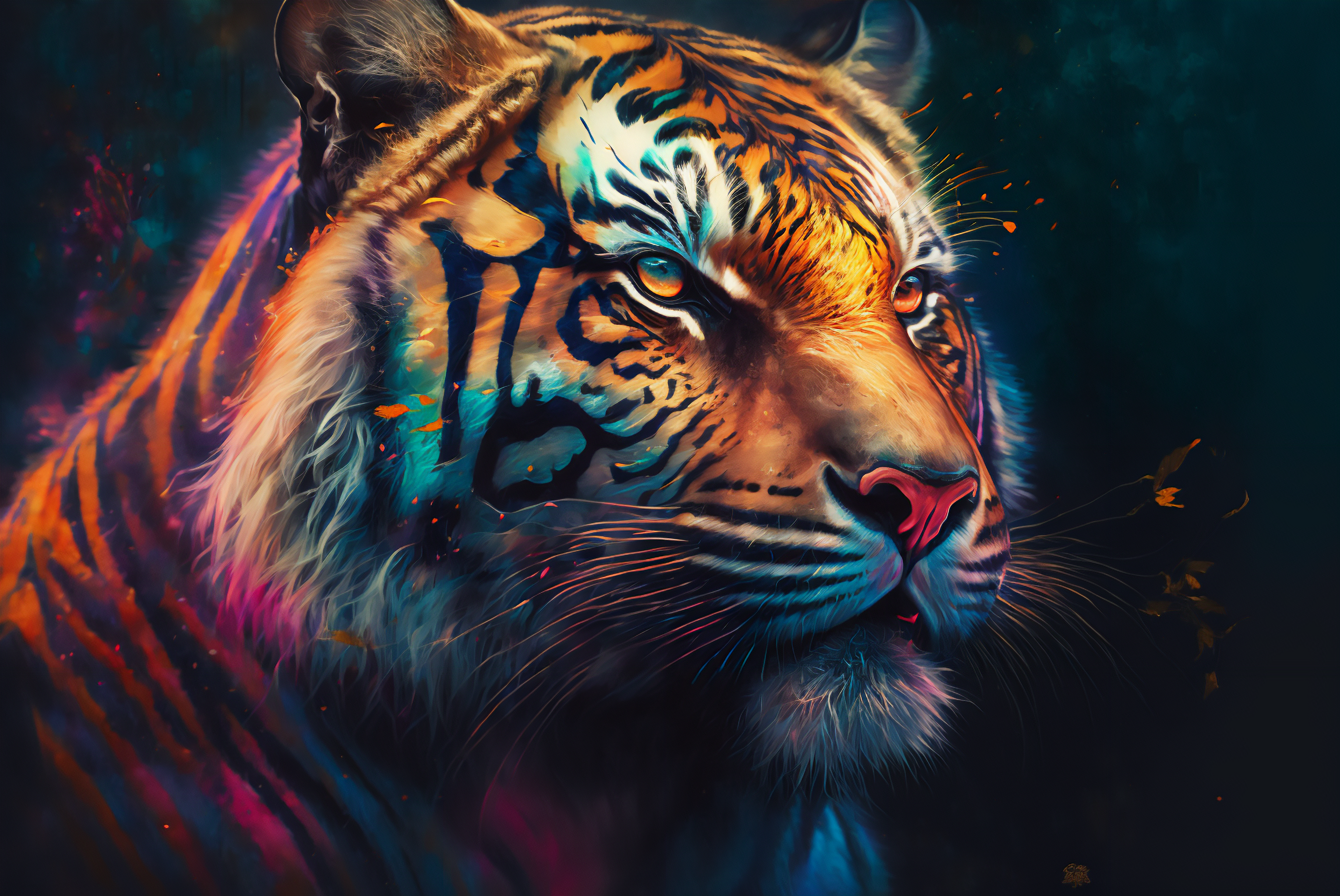 Ai Art Colorful Tiger Painting Portrait Animals 3060x2048
