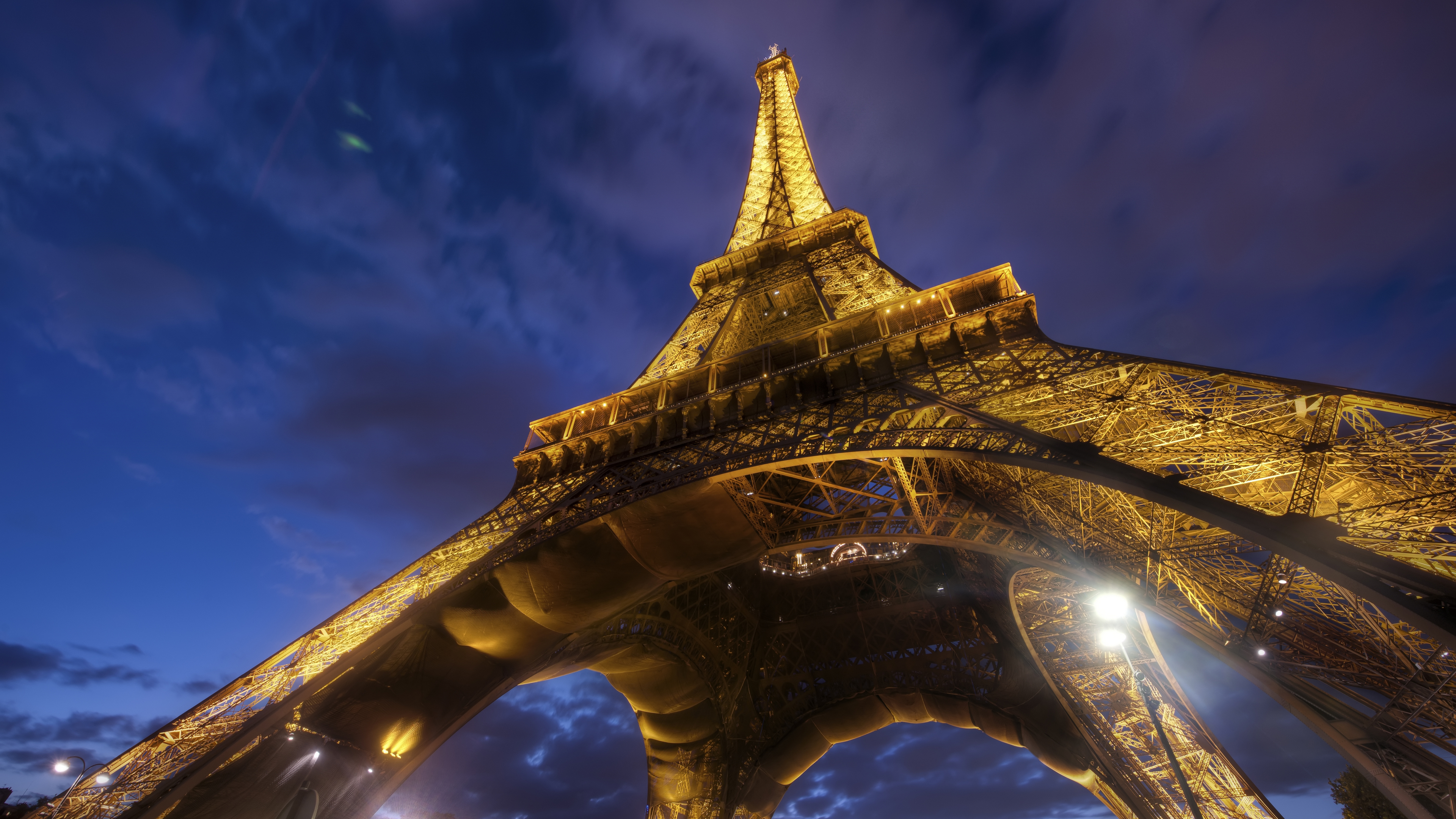 Trey Ratcliff Photography Cityscape France Paris Eiffel Tower Building From Below Lights Sky Clouds 3840x2160