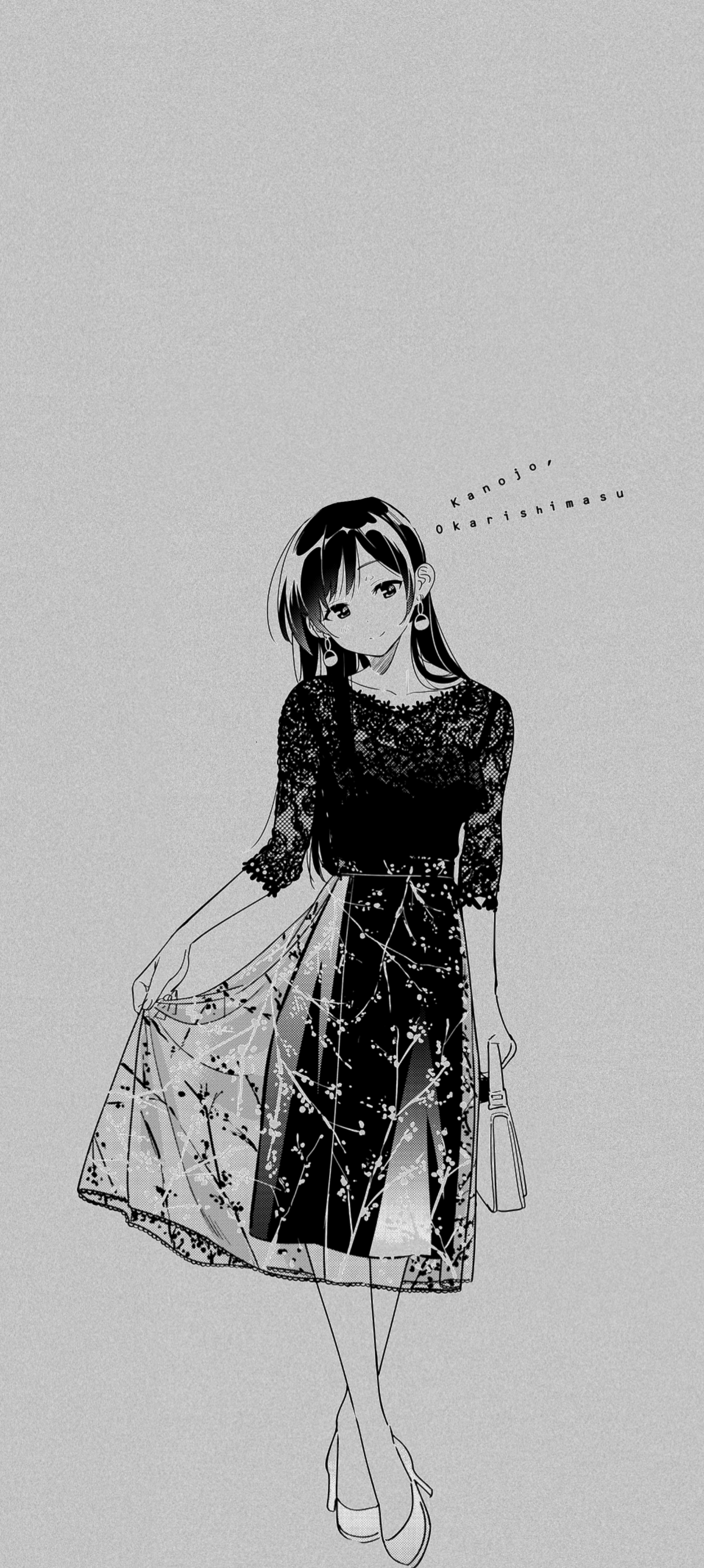 Chizuru Mizuhara Manga Anime Girls Minimalism Simple Background Dress Looking At Viewer Earring Clos 1465x3264