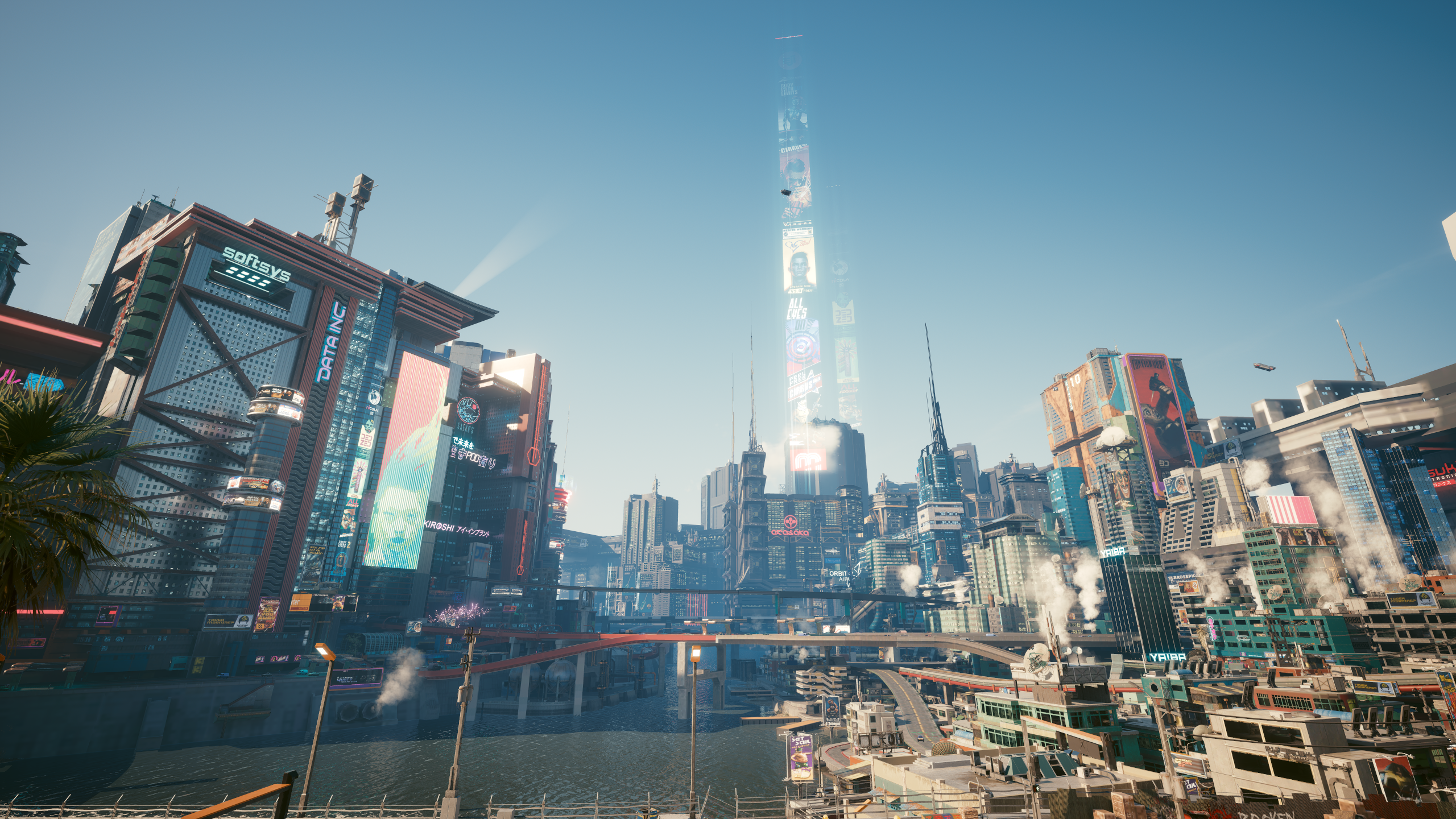 Cyber Game Concept Cyberpunk 2077 CD Projekt RED CGi Video Games City Sky Water Building 2560x1440