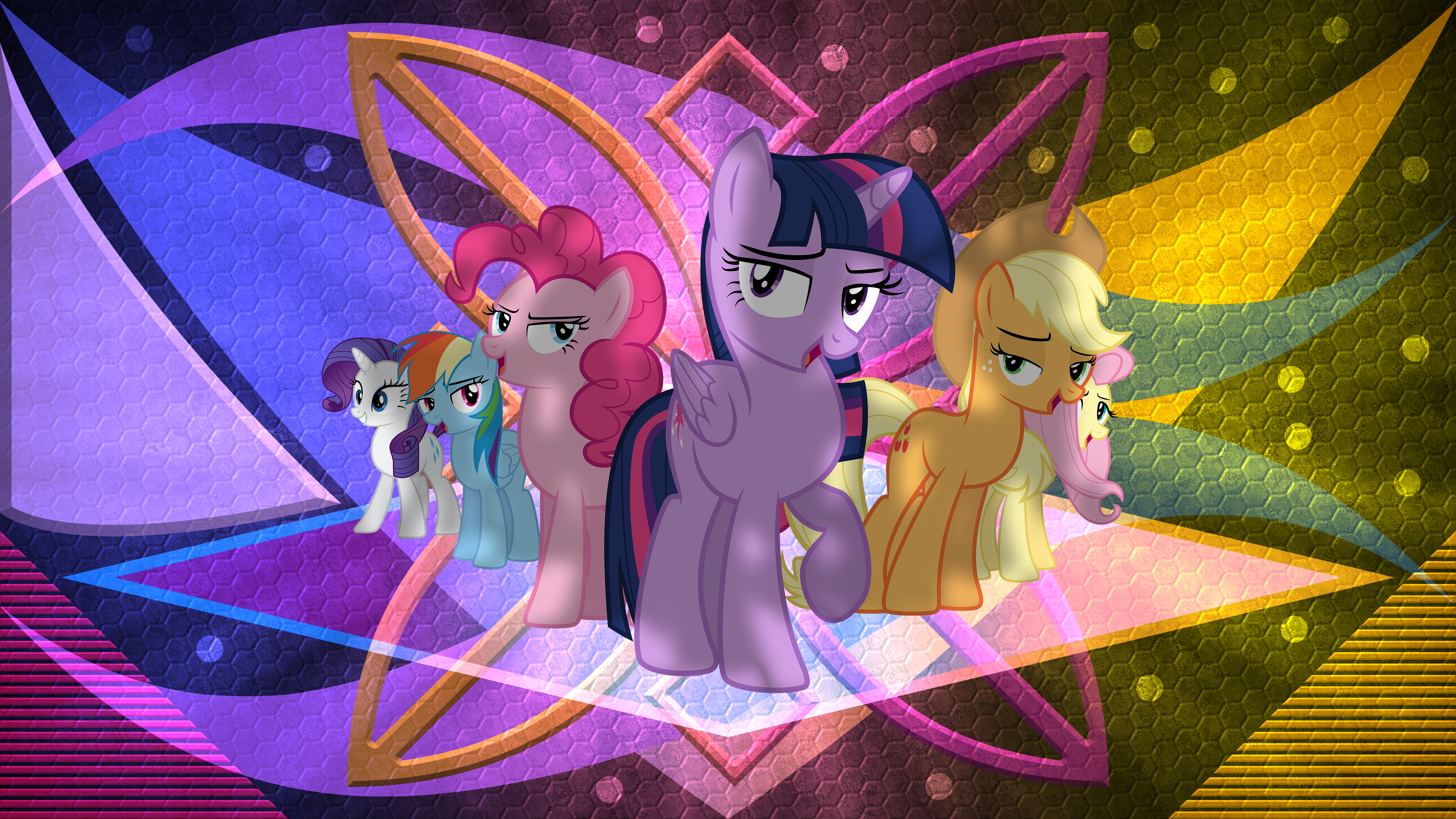 Twilight Sparkle Pinkie Pie Applejack My Little Pony Rainbow Dash Fluttershy My Little Pony Rarity M 3840x2160