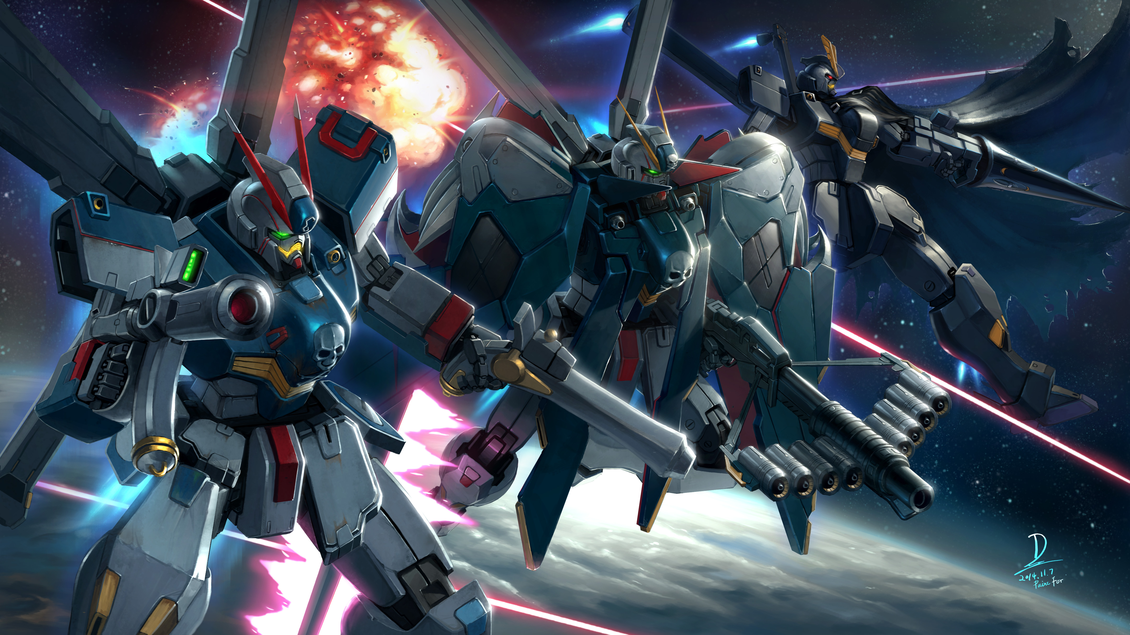 Anime Mechs Super Robot Taisen Mobile Suit Crossbone Gundam Gundam Artwork Digital Art Fan Art Cross 4724x2657