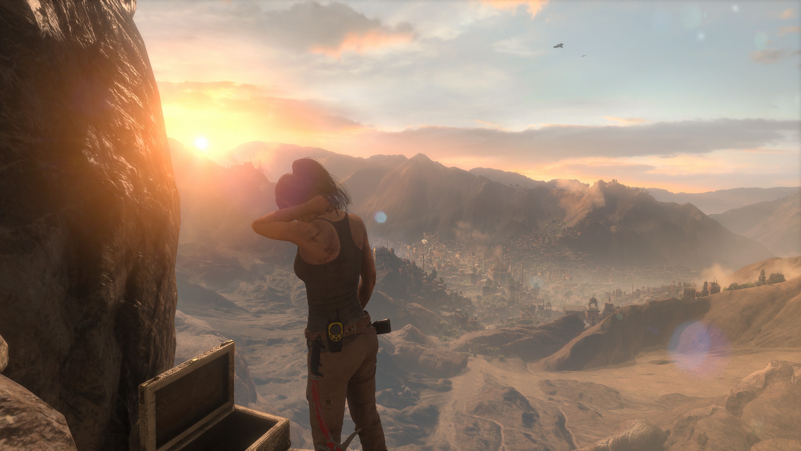 Lara Croft Tomb Raider Tomb Raider Video Game Characters Video Games CGi Video Game Girls Sunset Ris 2560x1440