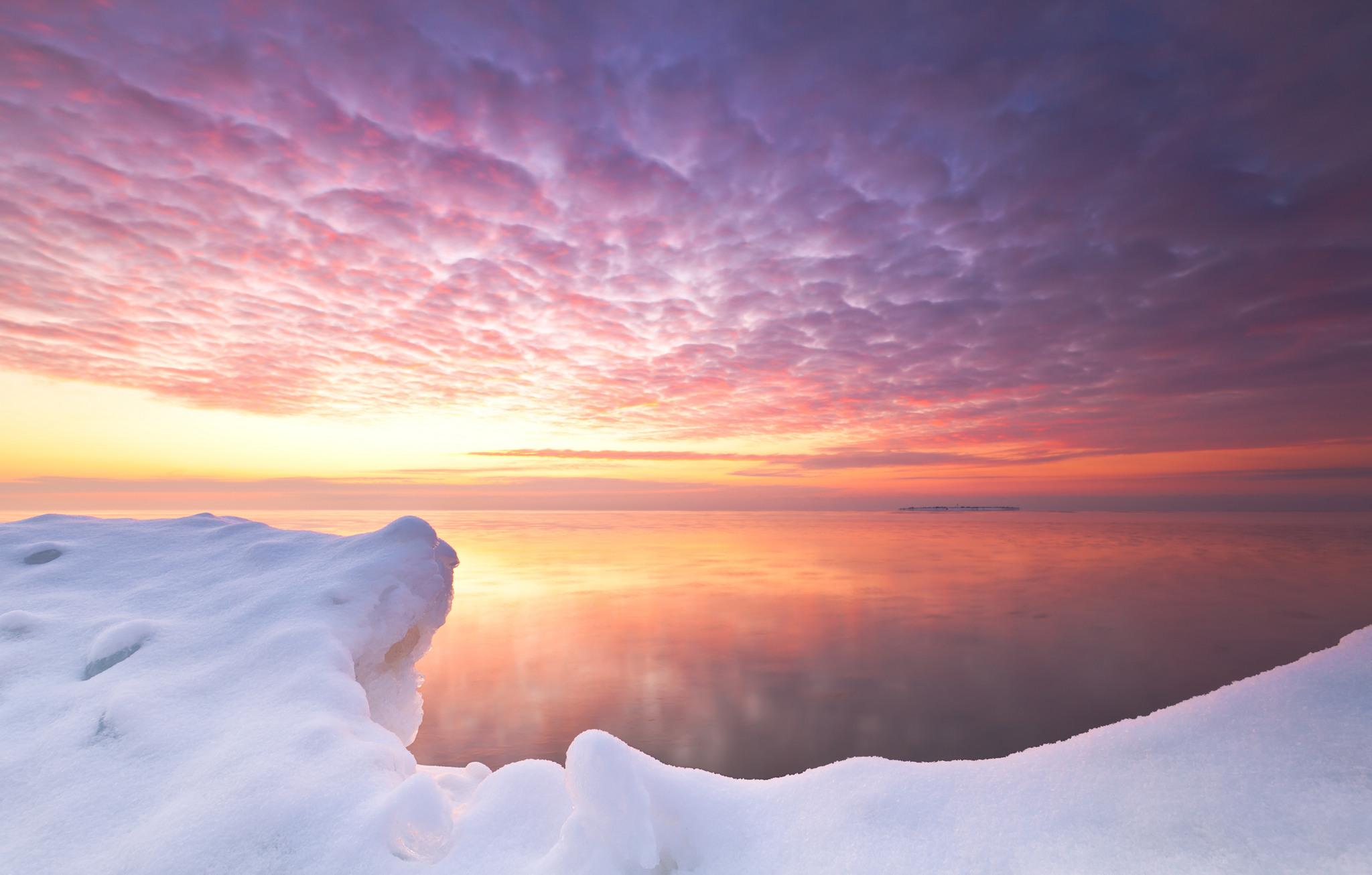 Nature Ice Sky Water Sunset Horizon 2048x1306