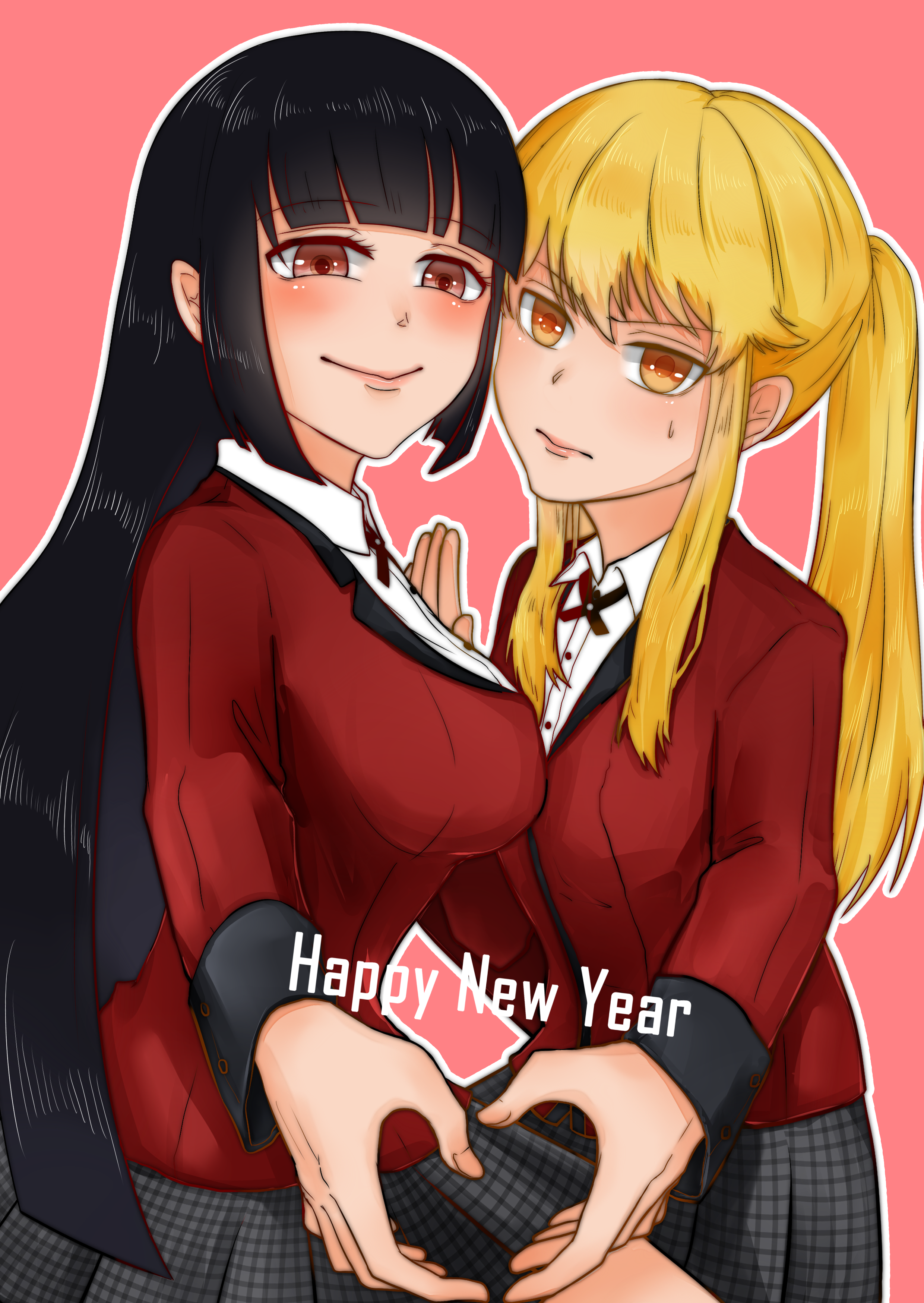 Anime Anime Girls Kakegurui Jabami Yumeko Saotome Meari Long Hair Black Hair Twintails Blonde Two Wo 2480x3496