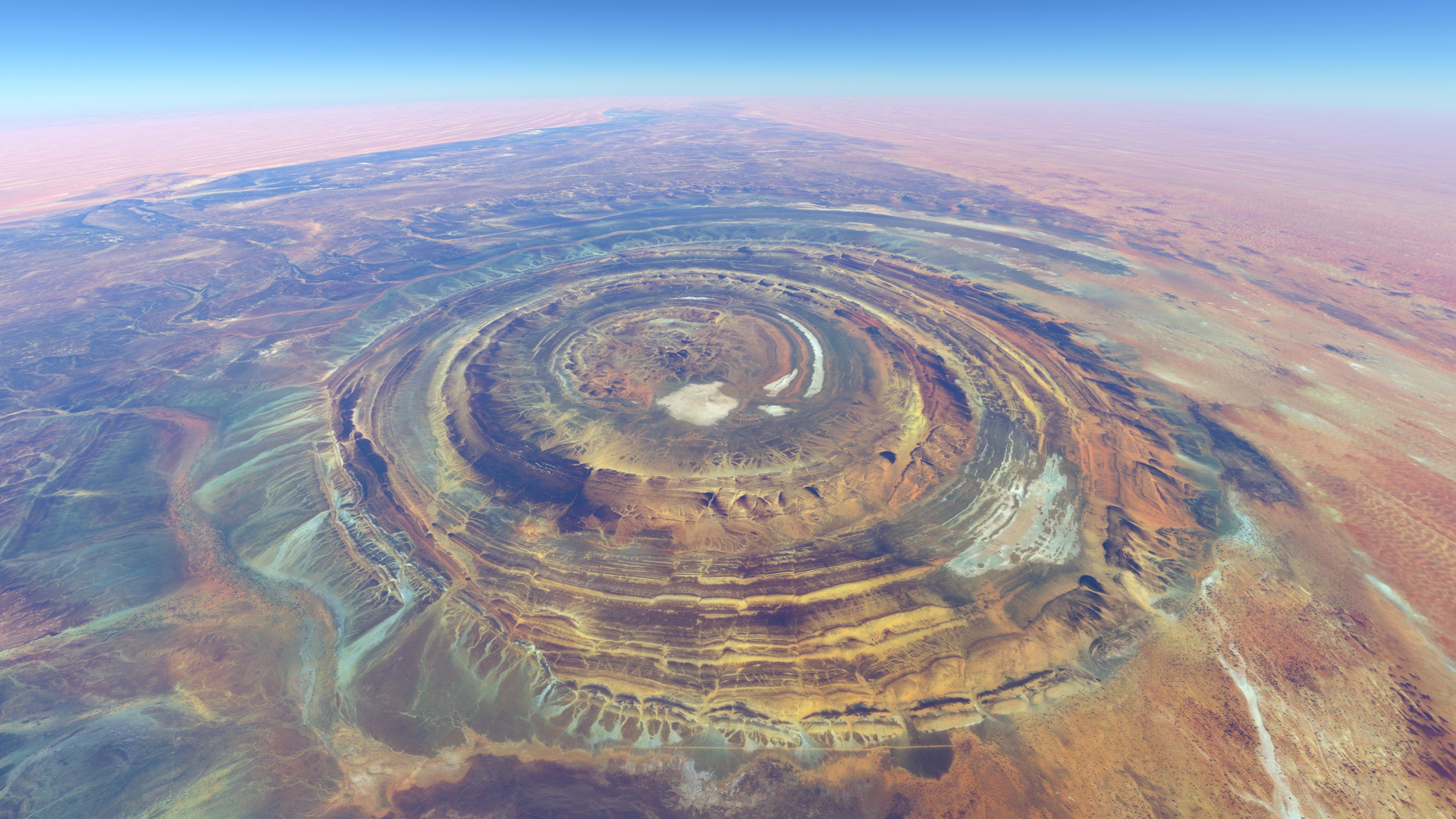 Atlantis Richat Structure Red Sea Rock Formation Sand Ripples Desert Salt Flats Flight Simulator Aer 3840x2160