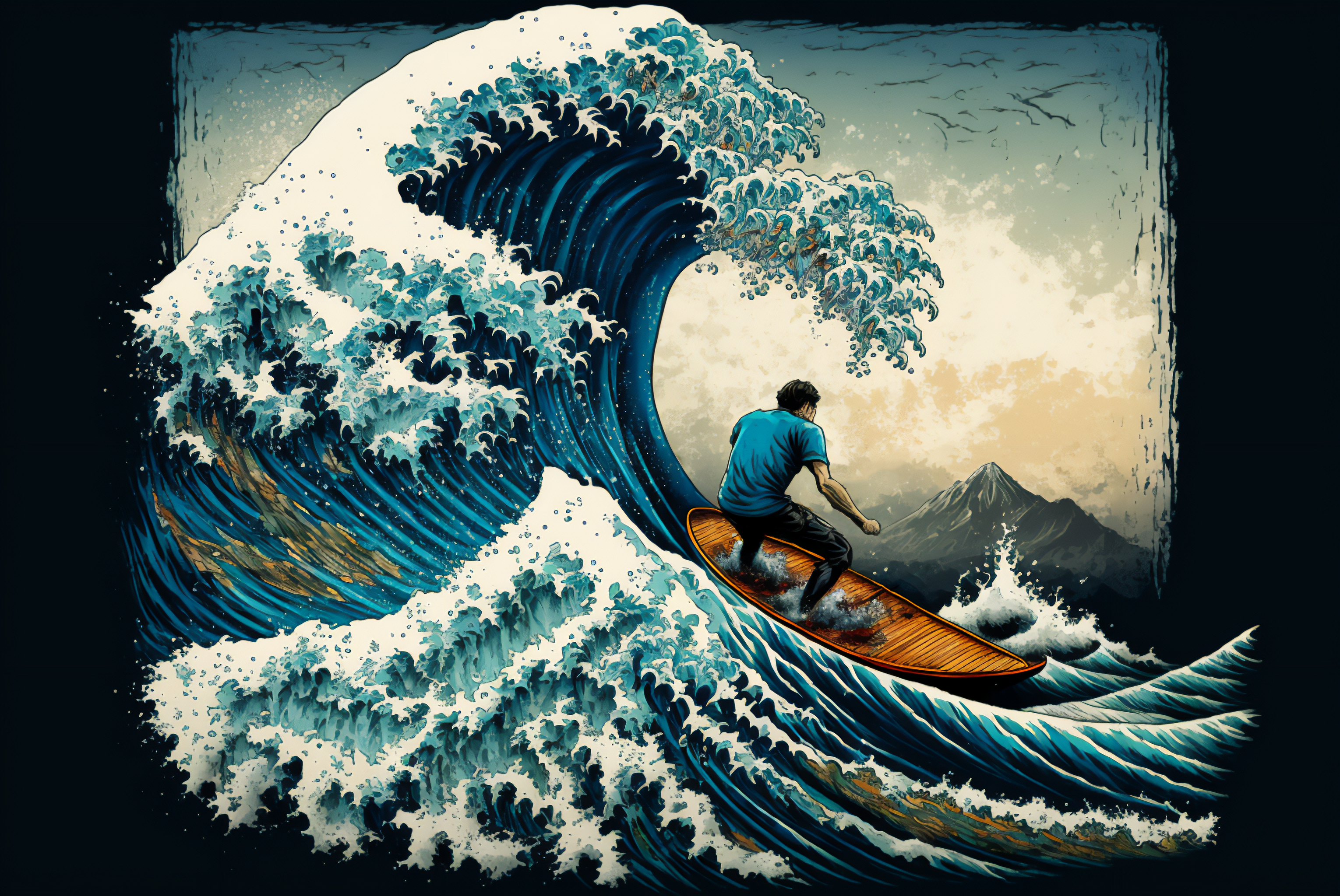 Ai Art Waves Surfing Japan Illustration Water Surfboards 3060x2048