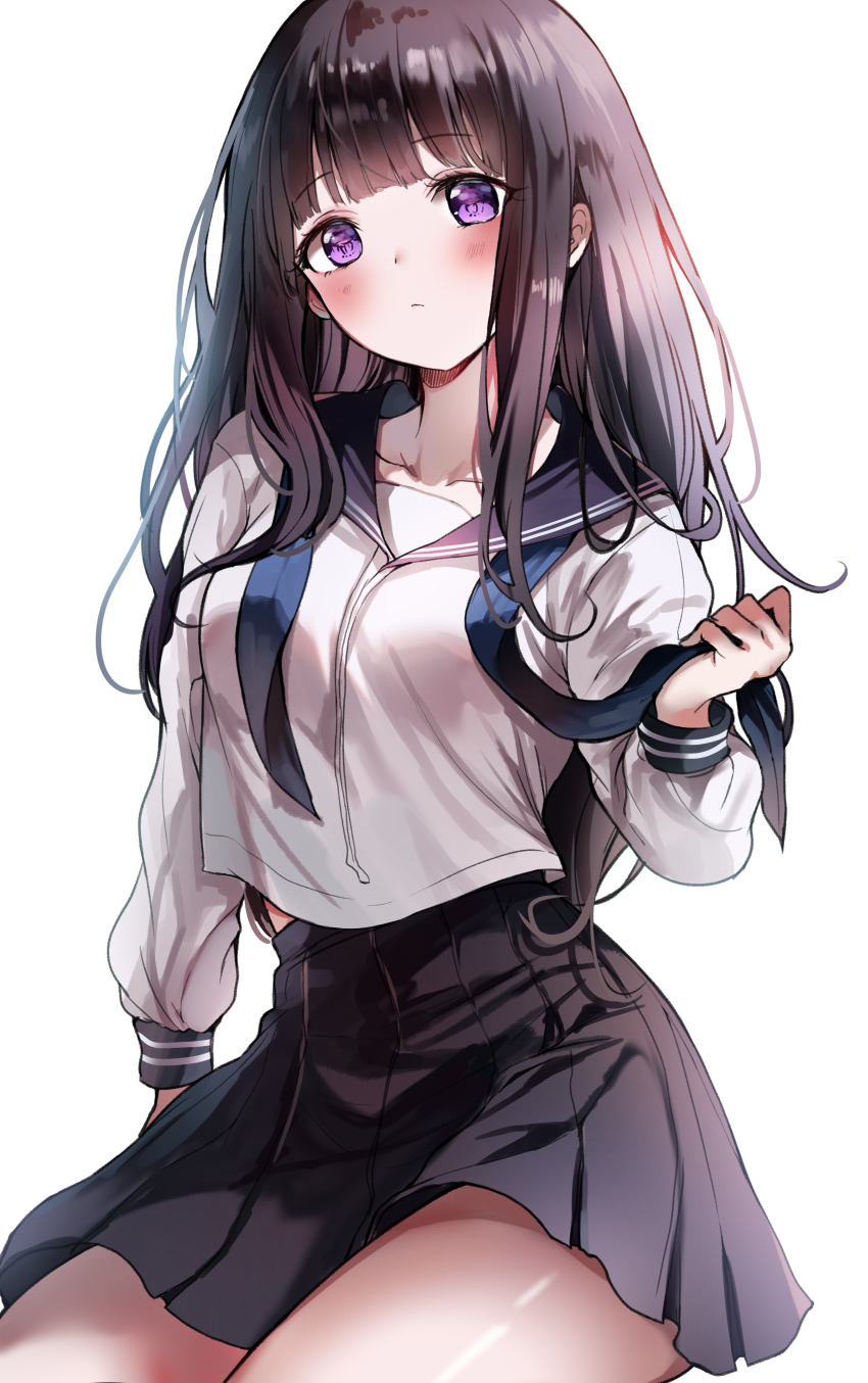 Anime Anime Girls Sailor Uniform Long Hair Dark Hair Vertical Blushing Schoolgirl School Uniform Chi 850x1354