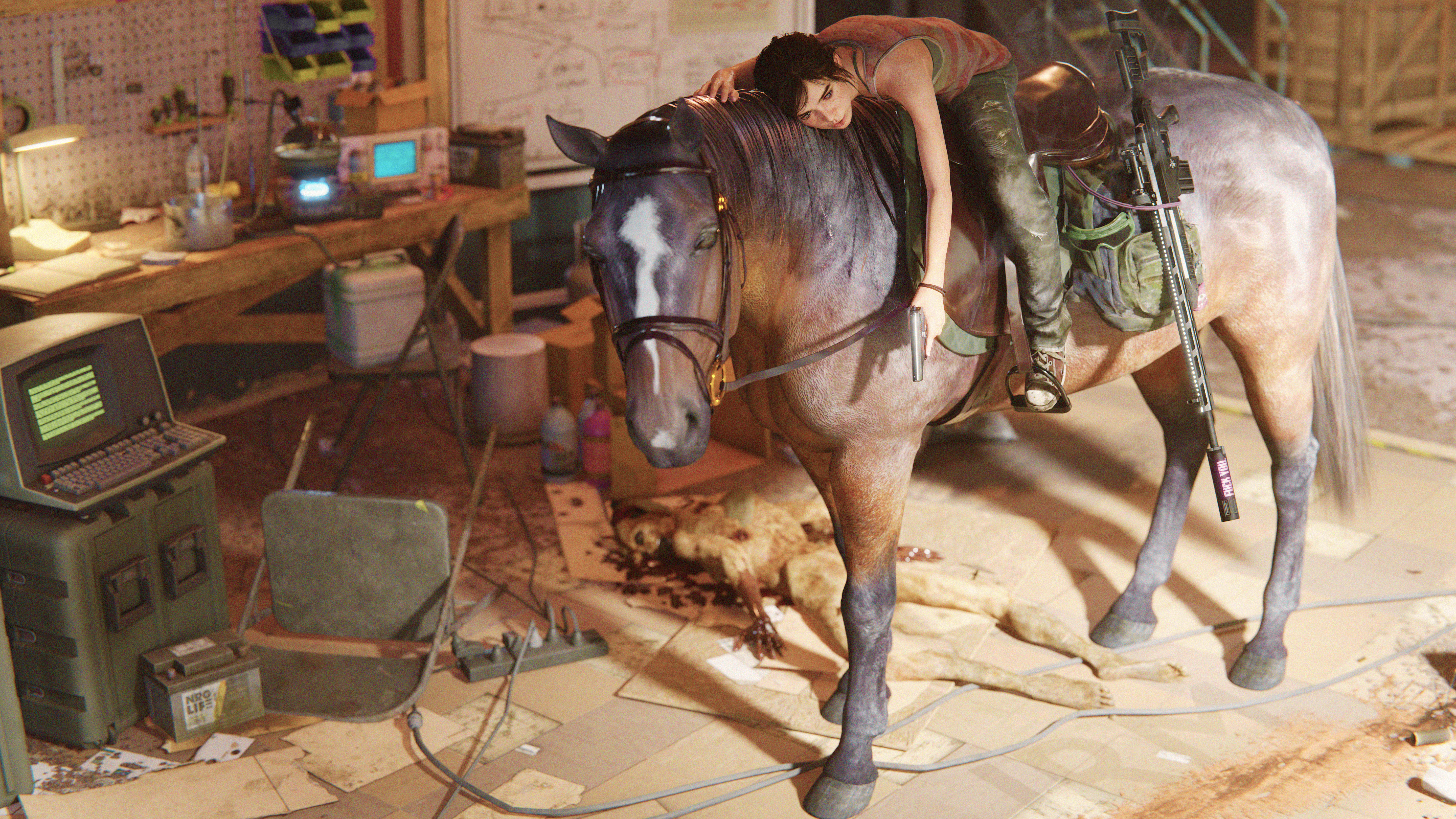 Ellie Williams The Last Of Us 4K Gaming CGi Digital Art Gun Video Games Video Game Girls Hose Video  5760x3240