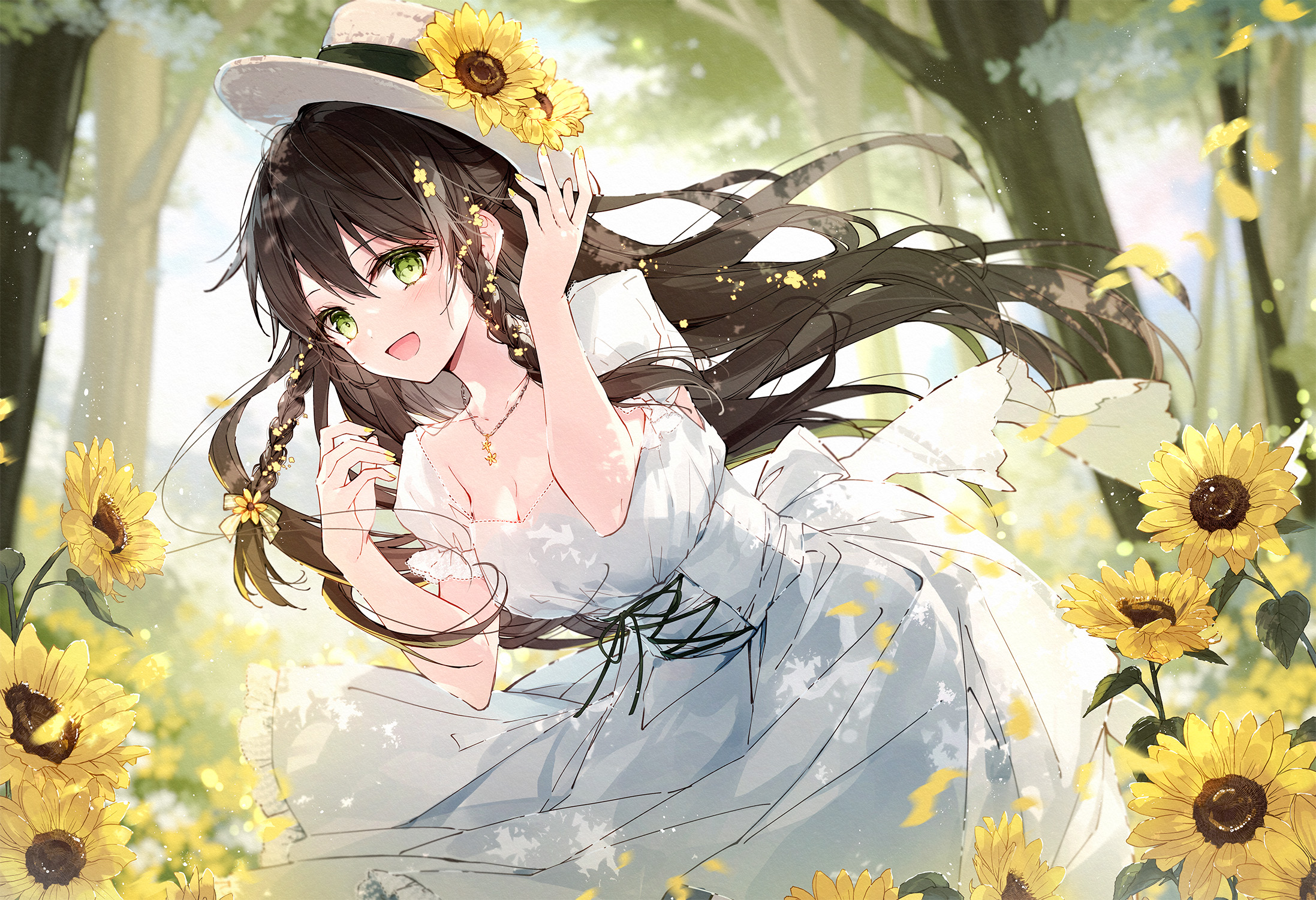 Anime Anime Girls Hat Dandelion Green Eyes 2195x1502
