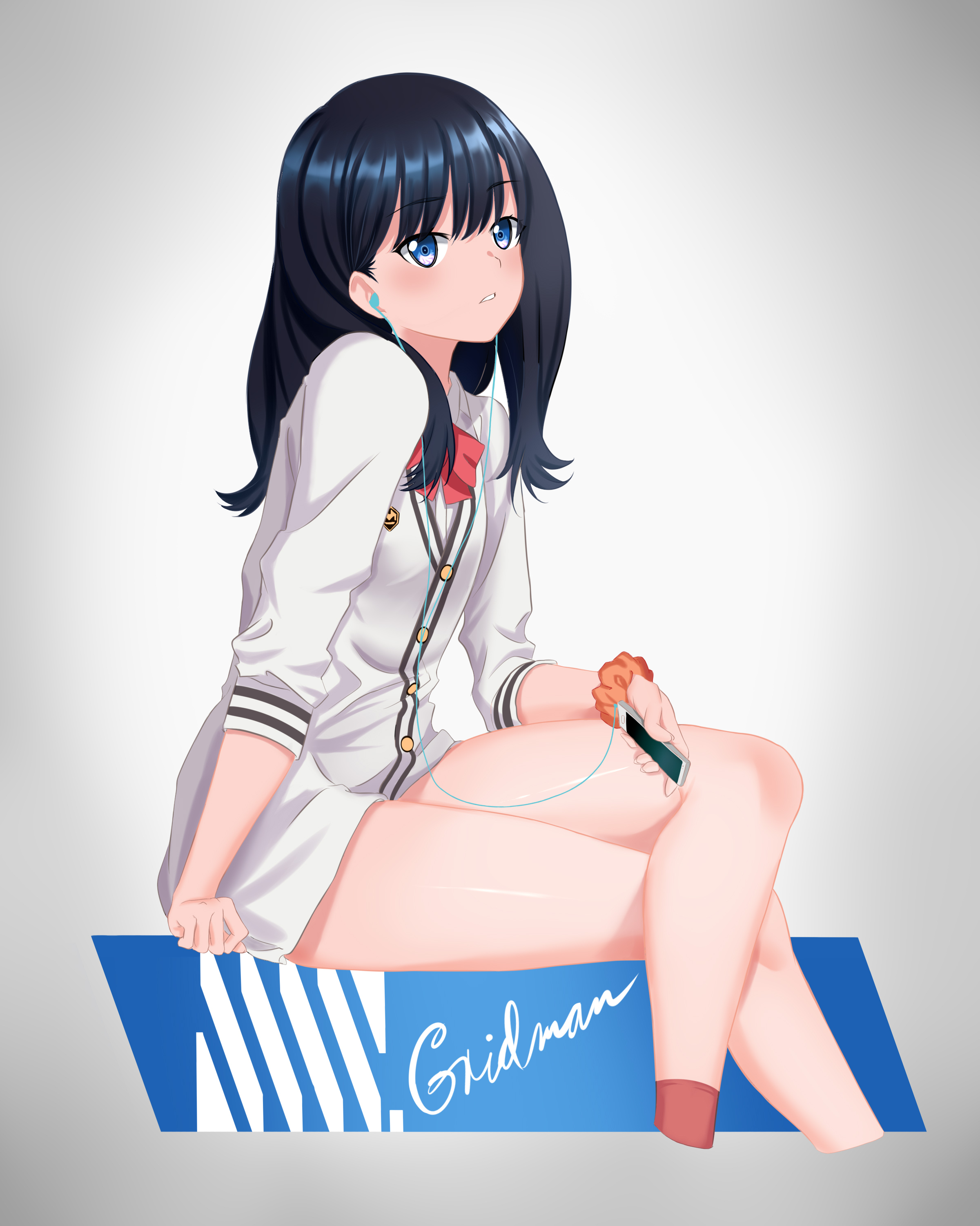 Anime Anime Girls SSSS GRiDMAN Takarada Rikka Long Hair Dark Hair Solo Artwork Digital Art Fan Art S 2400x3000