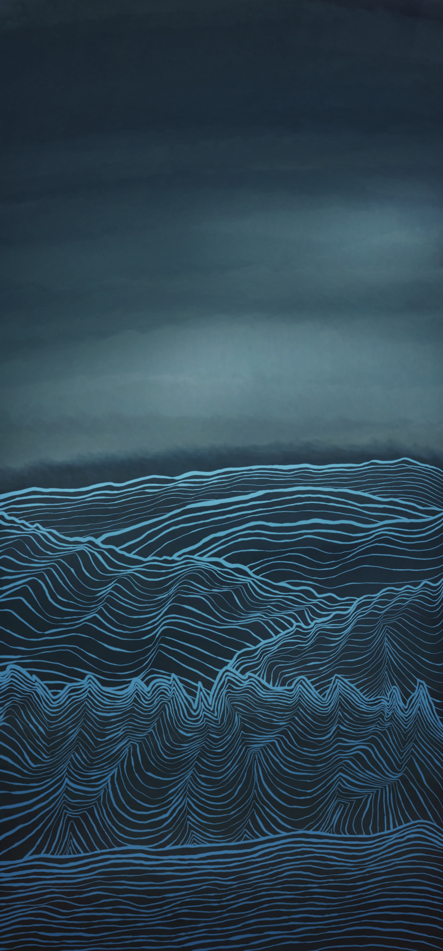 Portrait Display Blue Abstract Vertical Waves Water 1440x3088