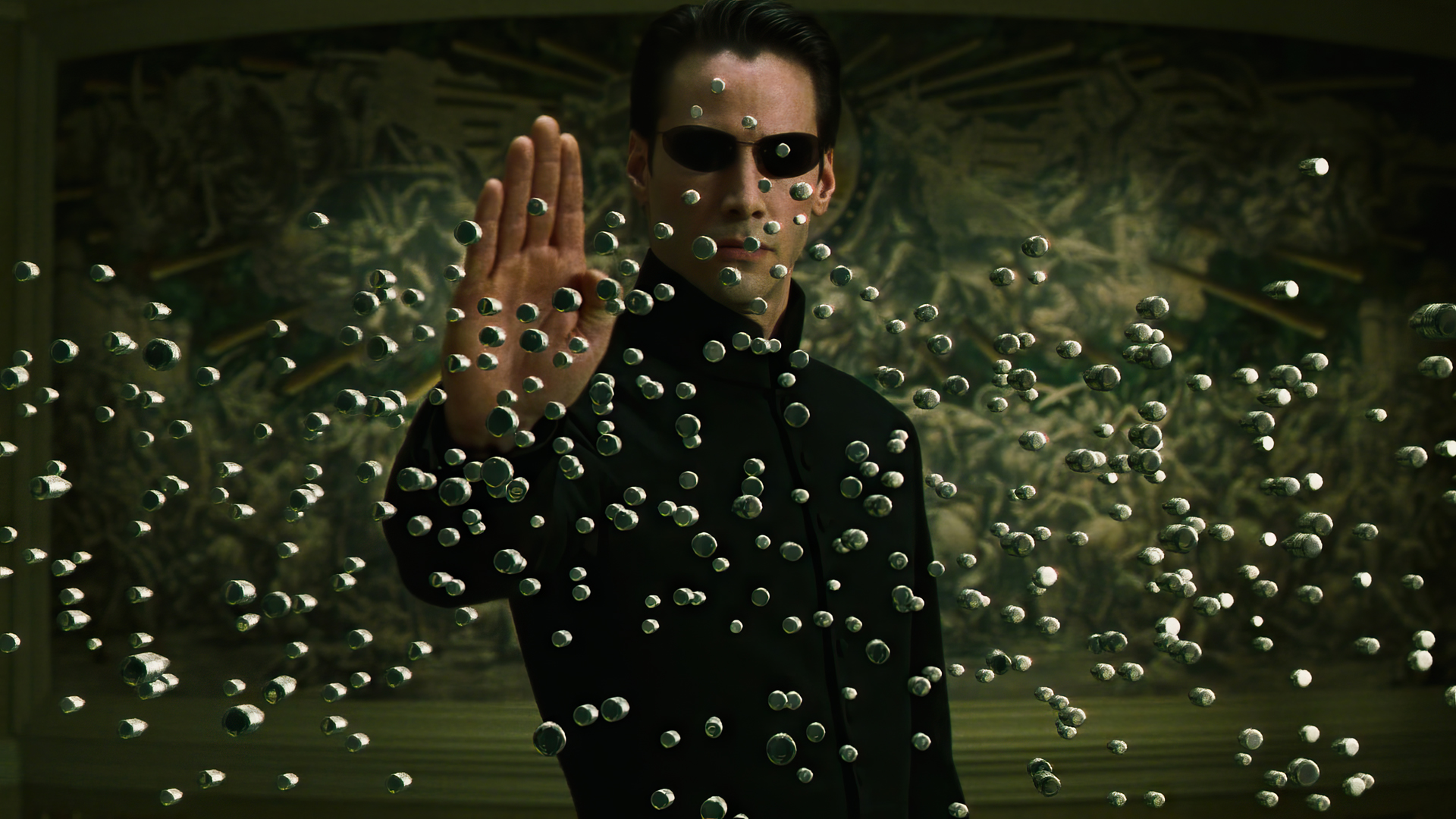 The Matrix Reloaded Neo Keanu Reeves Movies Film Stills Bullet Sunglasses Men 1920x1080