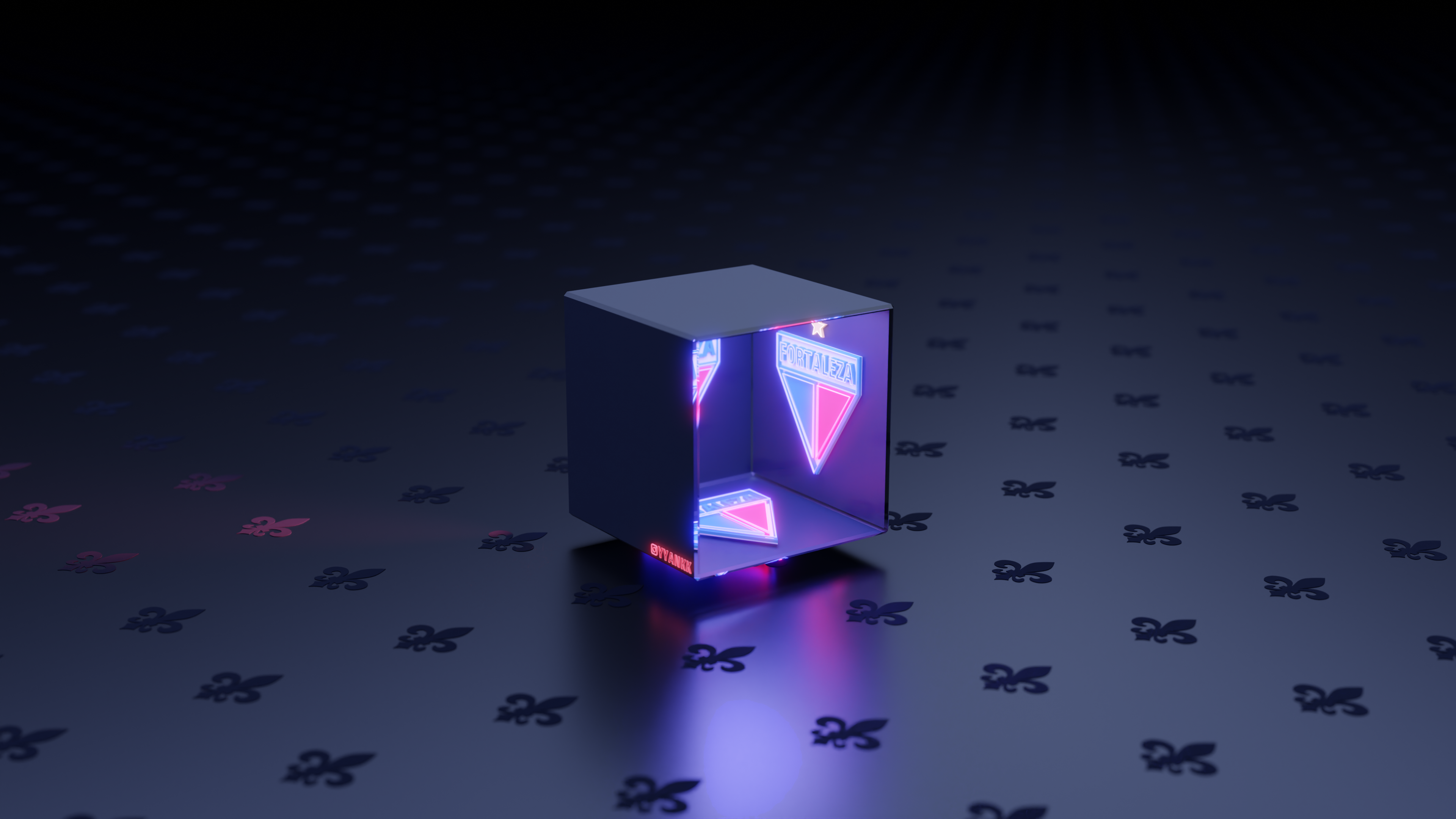Lion Cube Simple Background 3D CGi Minimalism 3840x2160