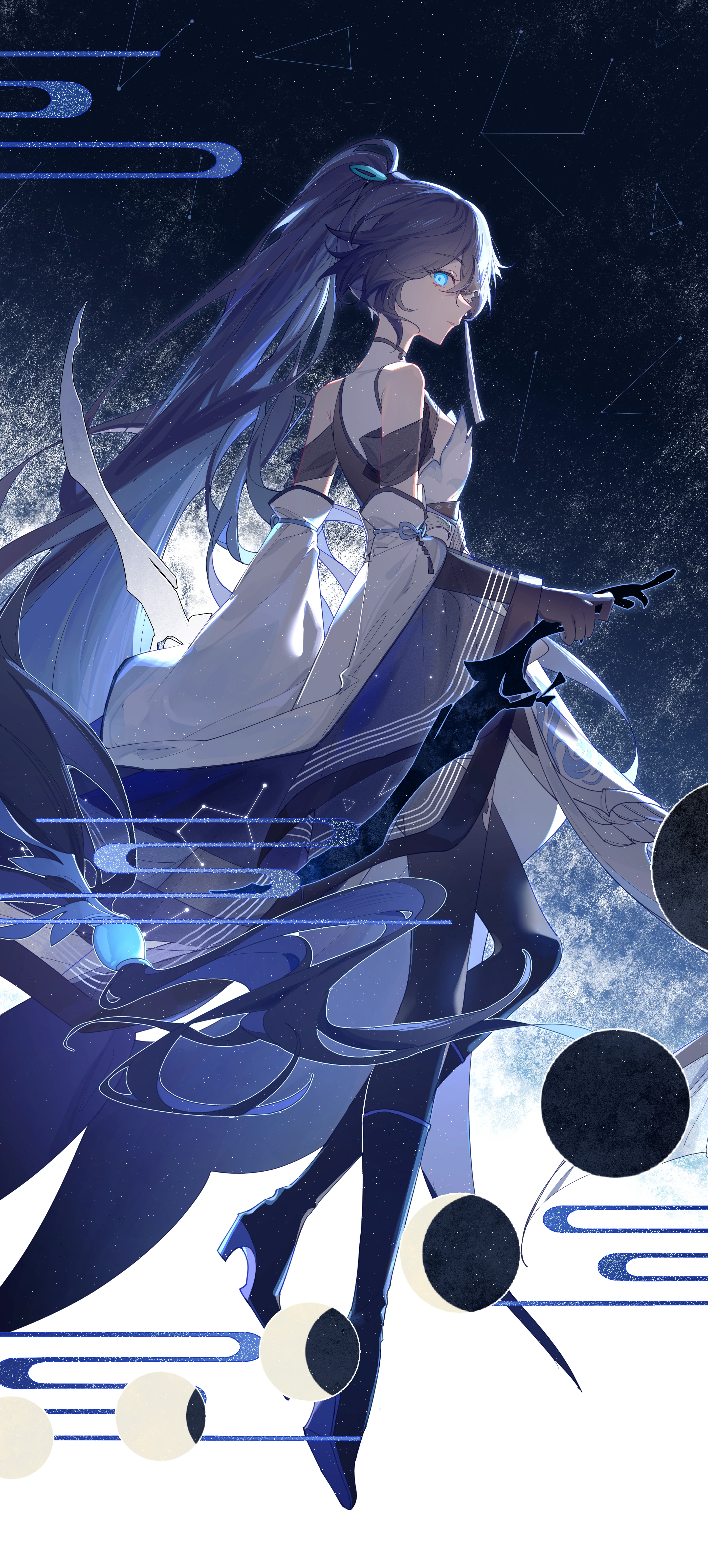 Anime Anime Girls Portrait Display Long Hair Ponytail Looking At Viewer Elbow Gloves Constellation B 2800x6200