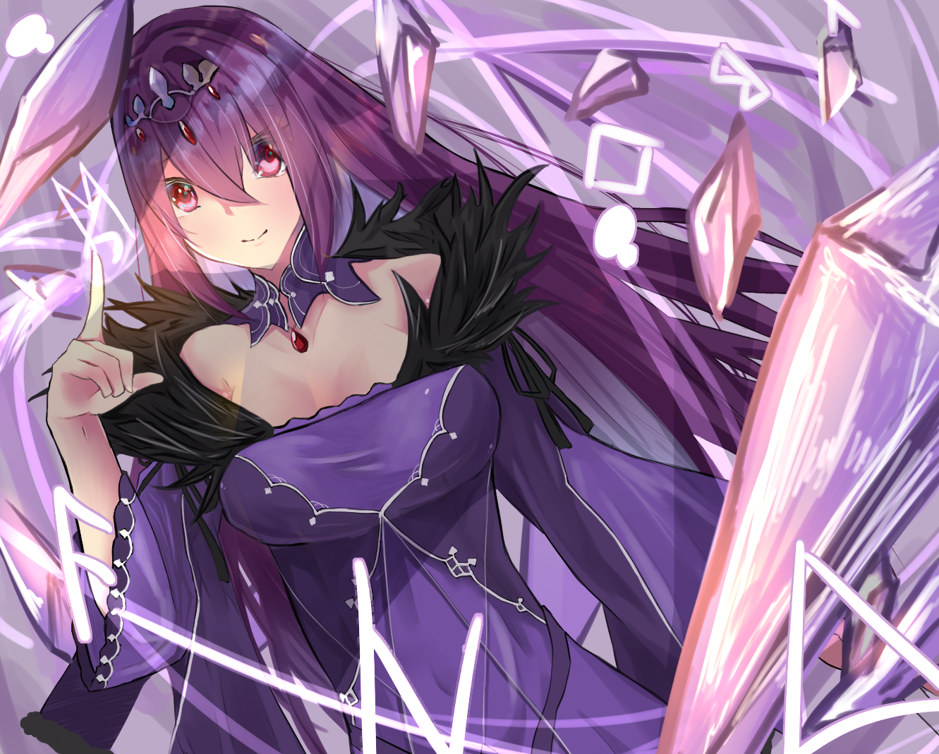 Anime Anime Girls Fate Series Fate Grand Order Scathach Skadi Long Hair Purple Hair Solo Artwork Dig 1331x1069