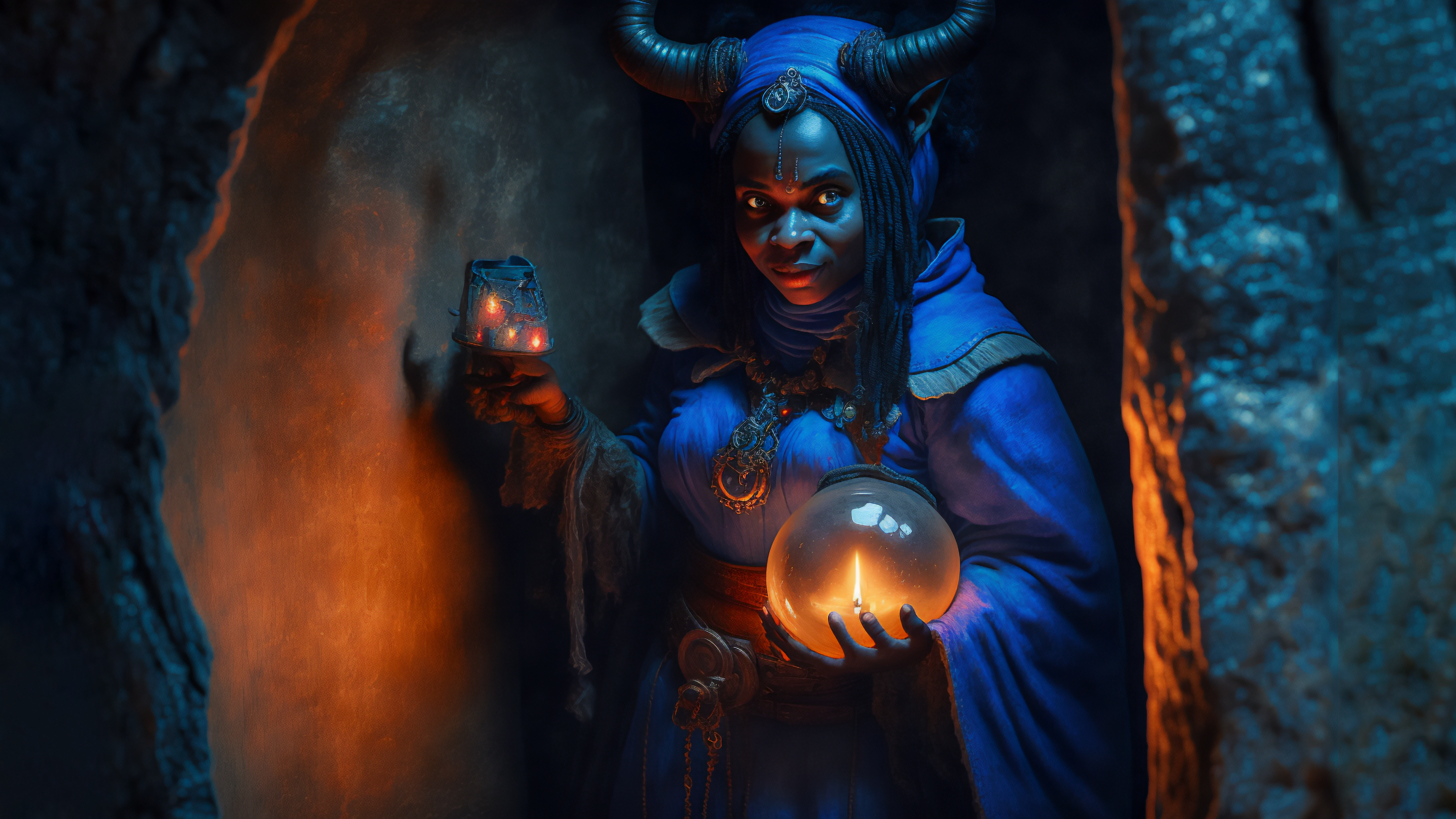 Illustration Dungeons Dragons Horns Dark Skin 3640x2048