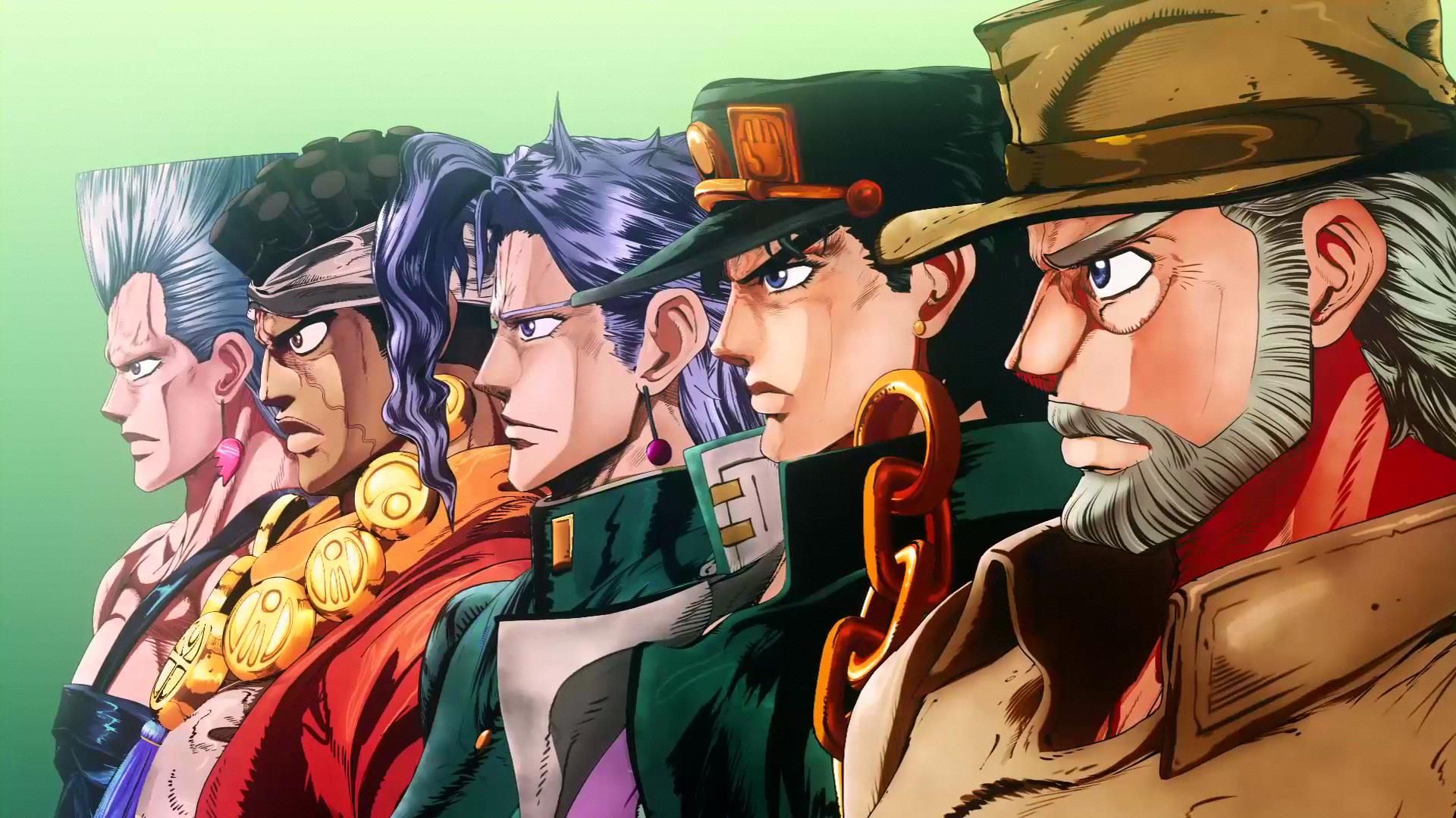 JoJos Bizarre Adventure Anime Boys Anime Screenshot Stardust Crusaders Jotaro Kujo Joseph Joestar 1920x1080