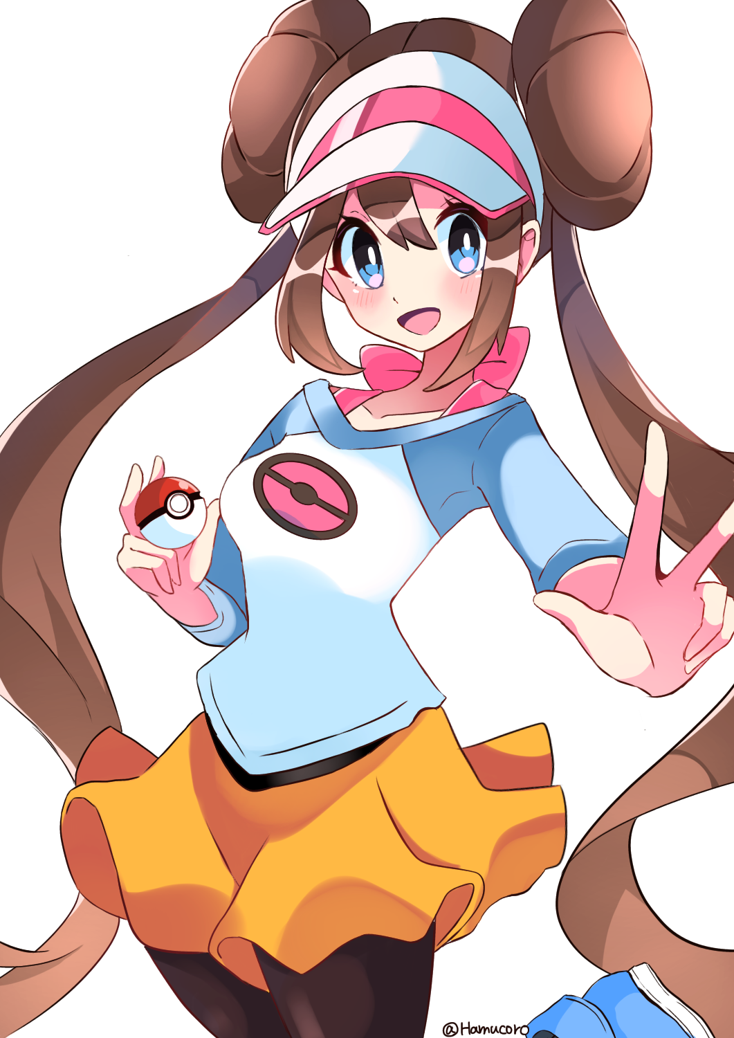 Anime Anime Girls Pokemon Rosa Pokemon Long Hair Twintails Brunette Solo Artwork Digital Art Fan Art 1061x1500