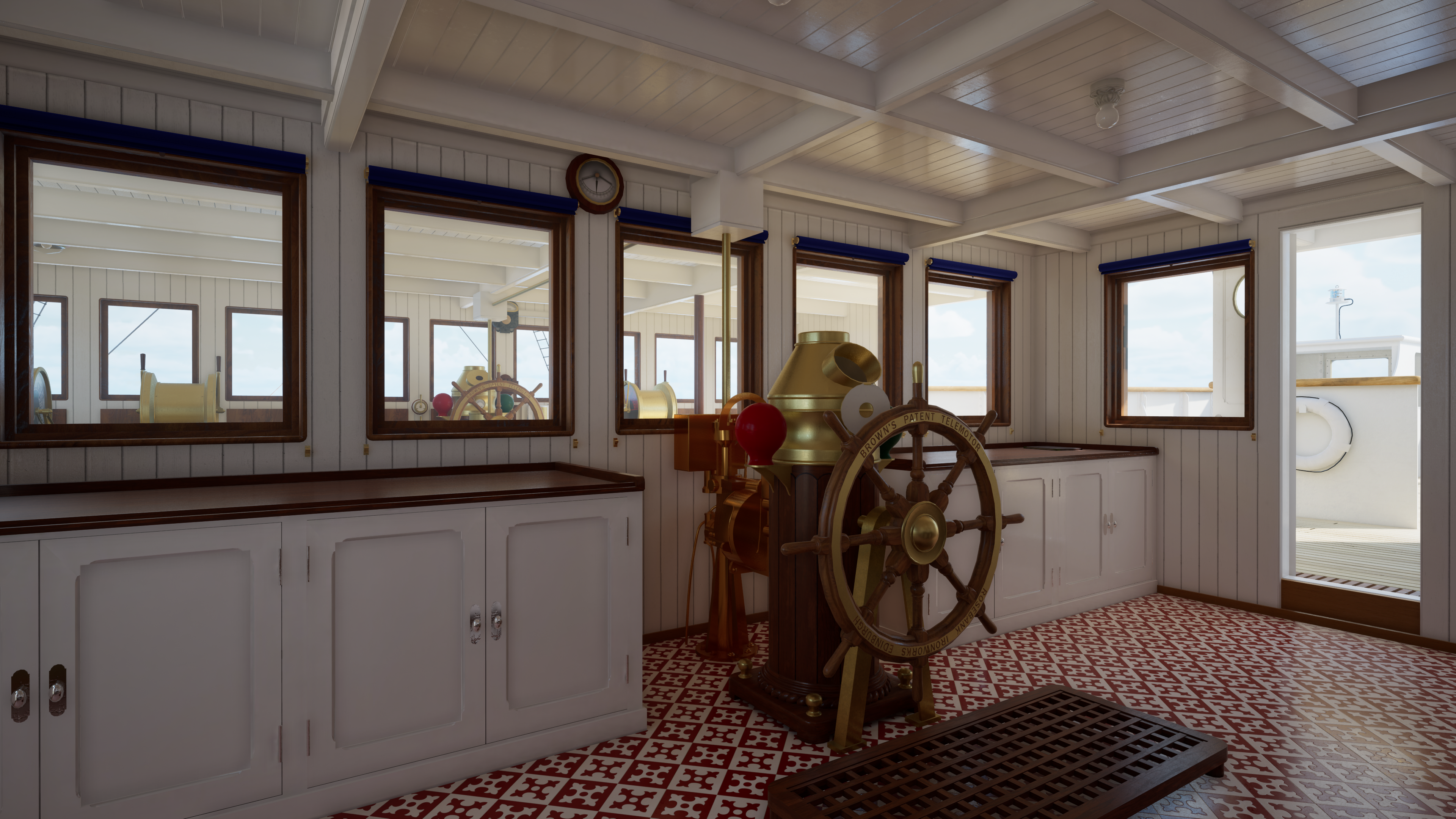 Nvidia RTX Titanic CGi Digital Art Interior Steering Wheel Cabinets 3840x2160