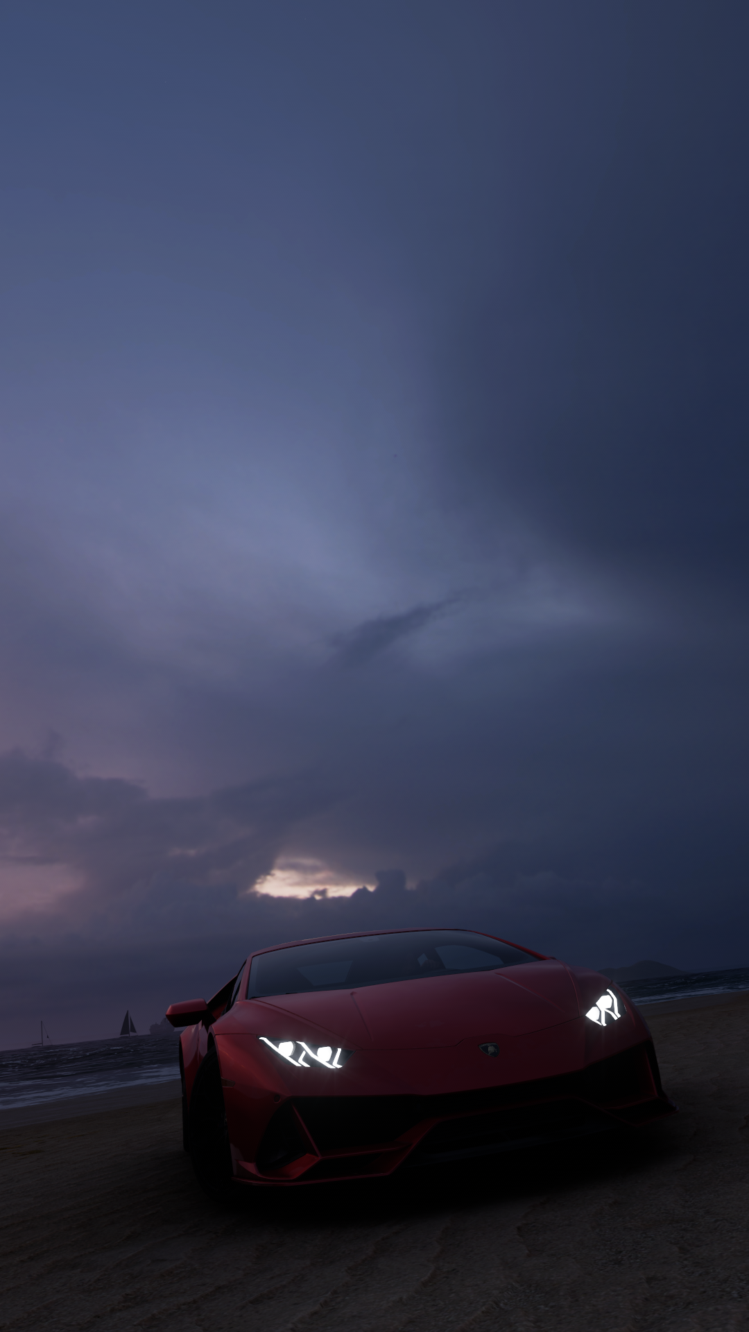 Forza Screen Shot PC Gaming Car Forza Horizon 5 Vehicle Front Angle View Headlights Sky Clouds Sand  1080x1920