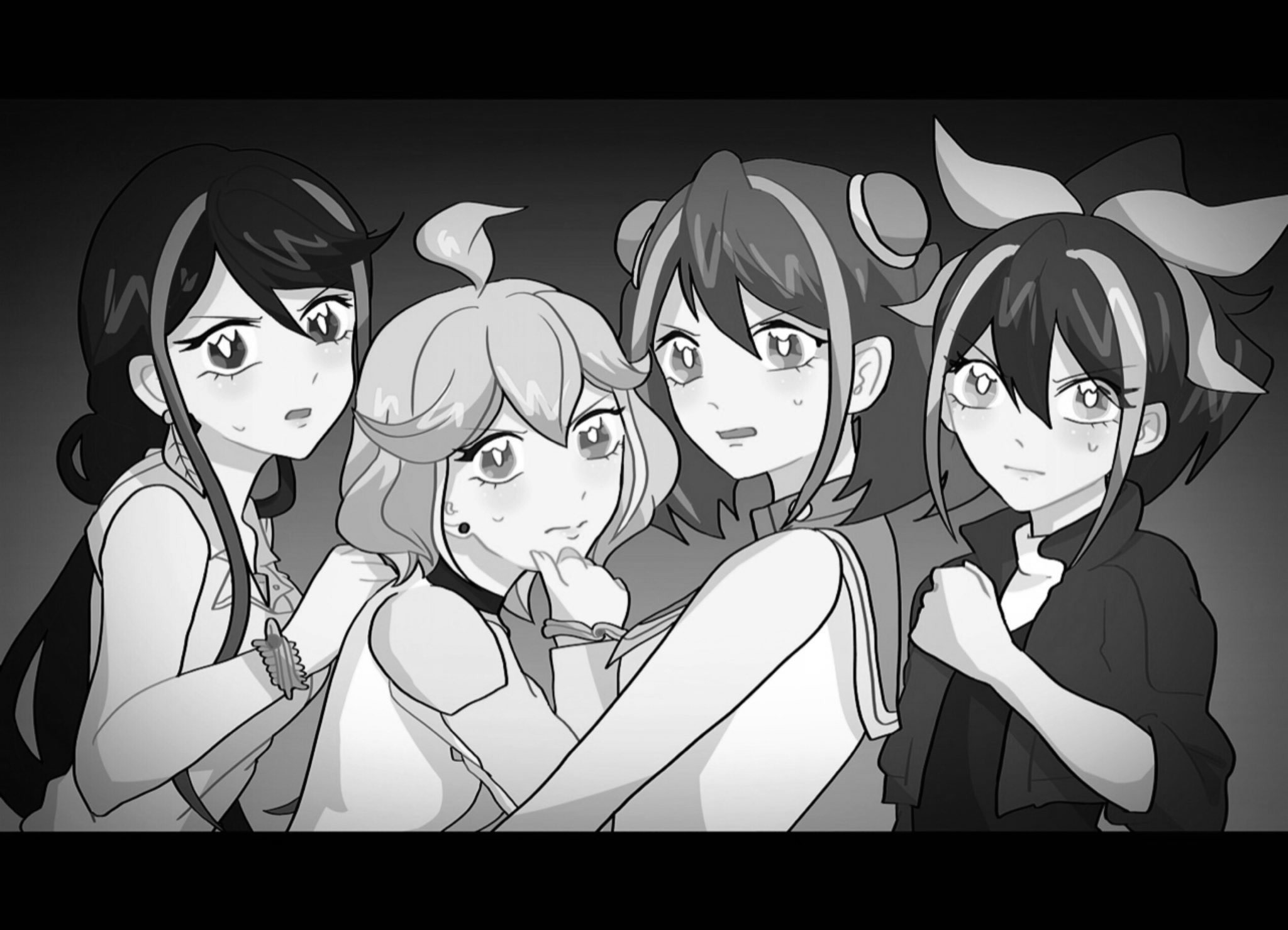 Anime Anime Girls Monochrome Yu Gi Oh Yu Gi Oh ARC V Hiiragi Yuzu Kurosaki Ruri Rin Yu Gi Oh Serena  2048x1480