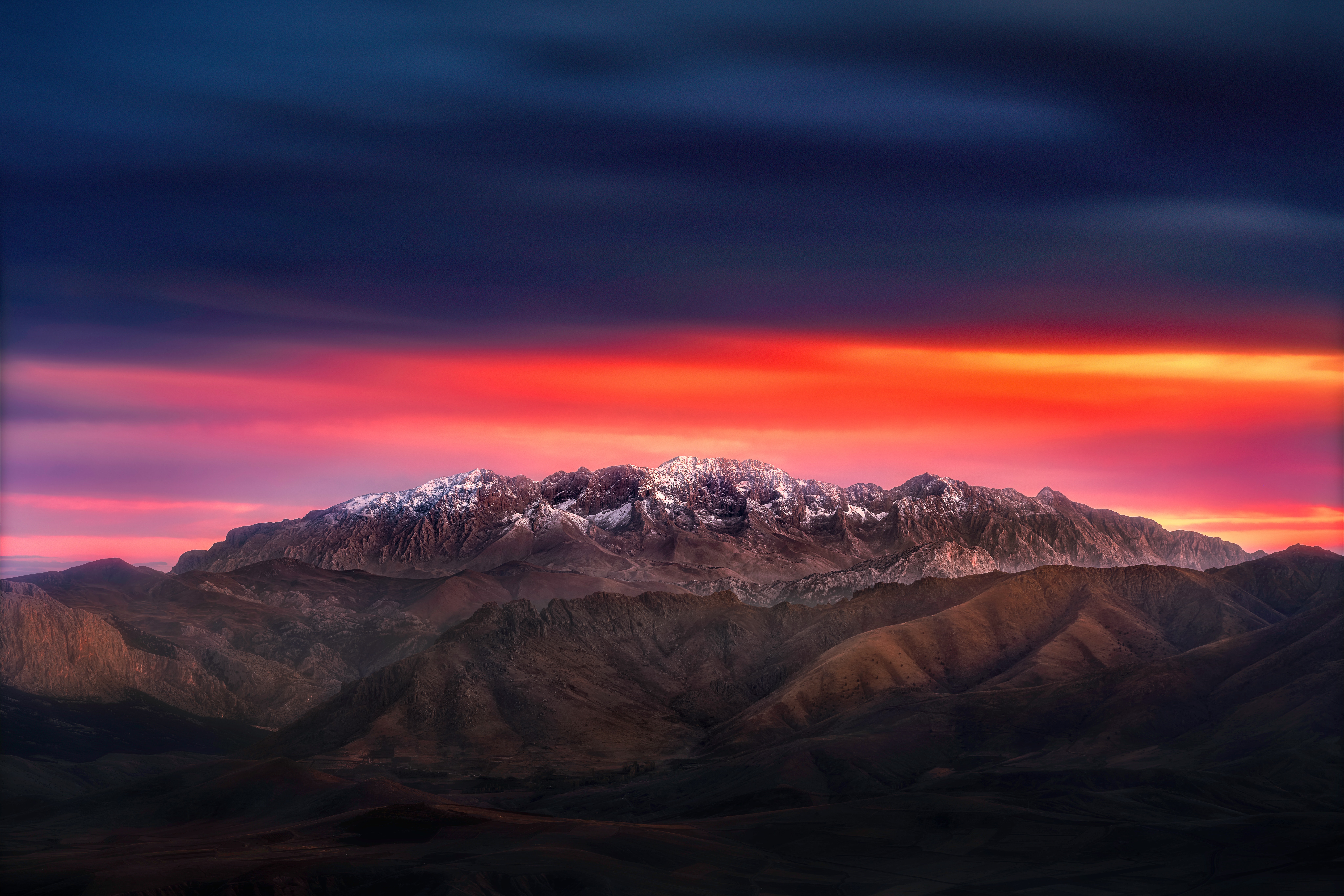 Landscape Photography Sunset Mountains Abstract Nature Snow Clouds 8192x5461