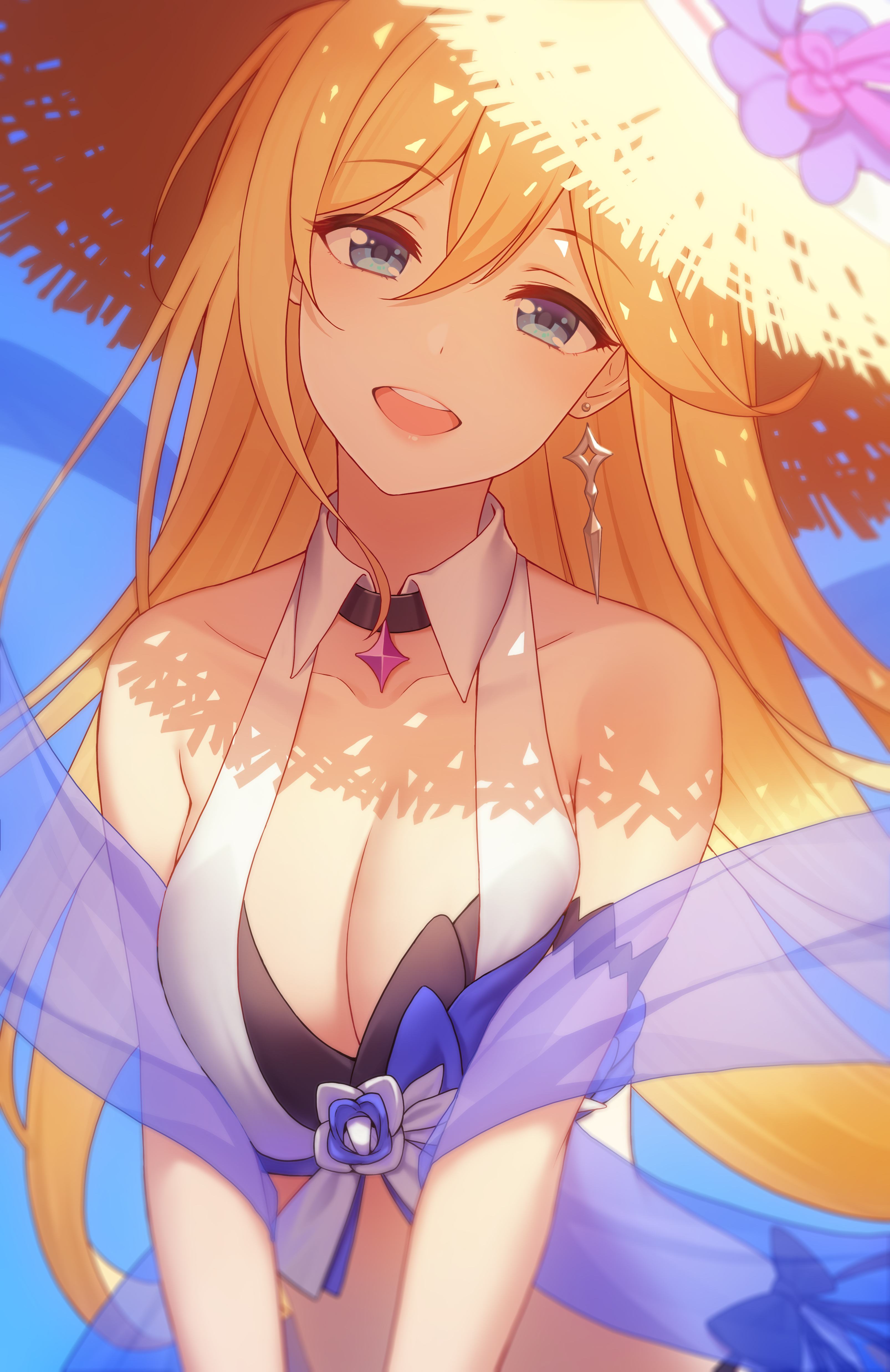 Honkai Impact Artwork Honkai Impact 3rd Fan Art Bianka Ataegina Blonde Earring Blue Eyes Sun Hats St 3212x4951