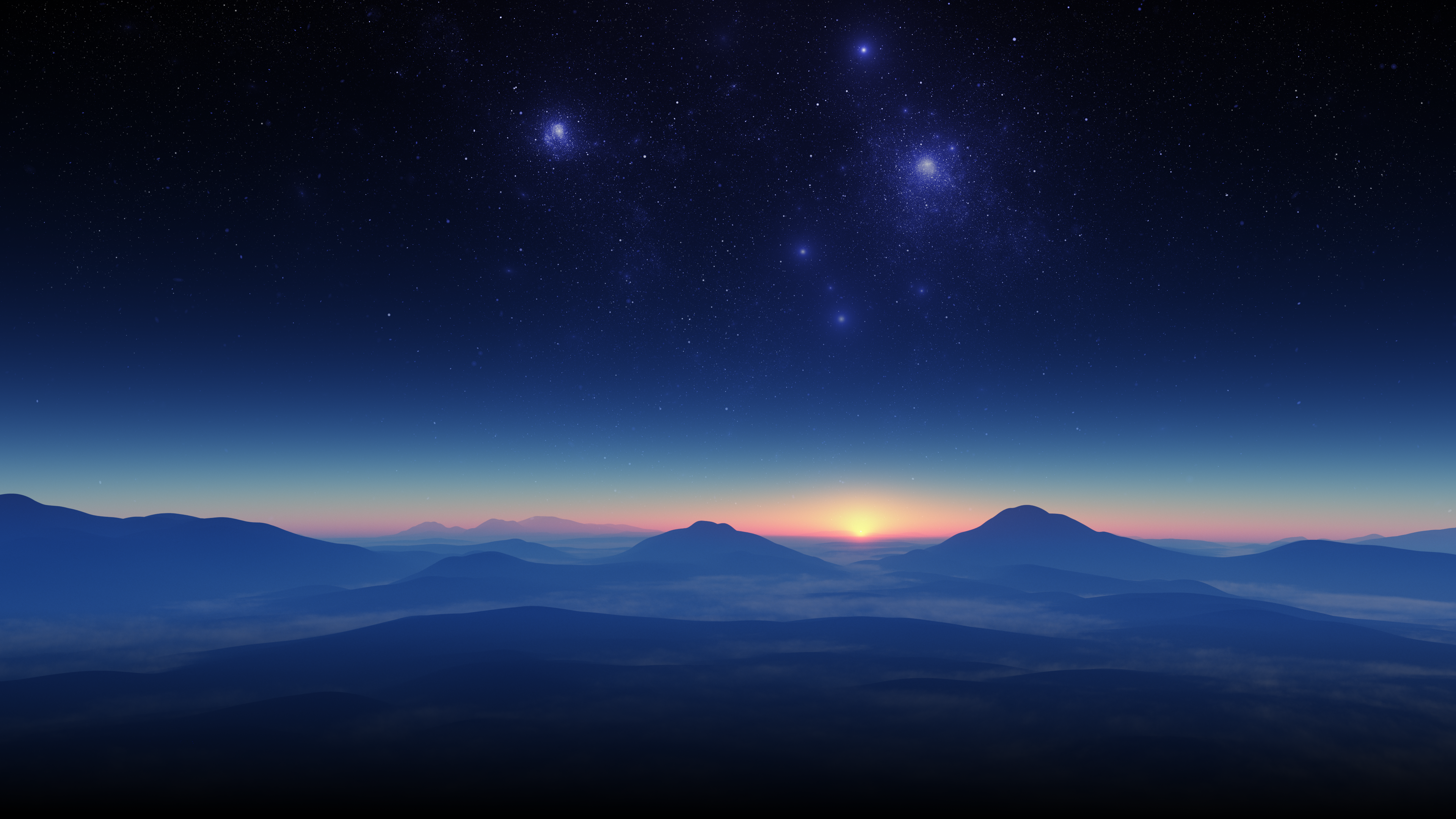 Hypnoshot Digital Digital Art Artwork Illustration Render Nature Landscape Mountains Night Stars 3840x2160