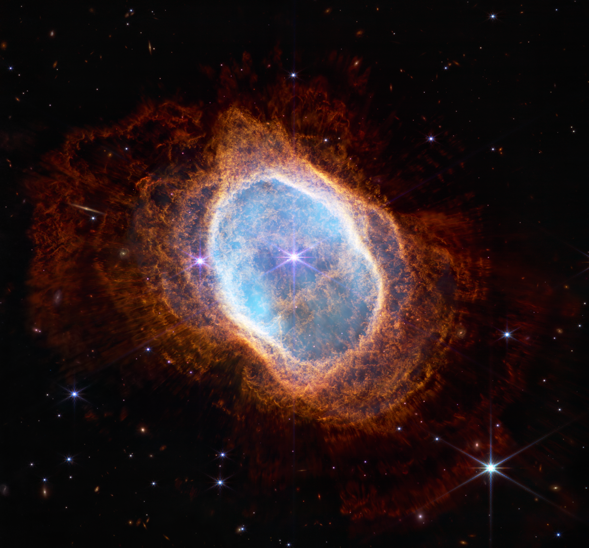 Southern Ring Nebula NASA ESA JWST NGC 3132 Telescope Stars Nebula Infrared Space 2000x1863