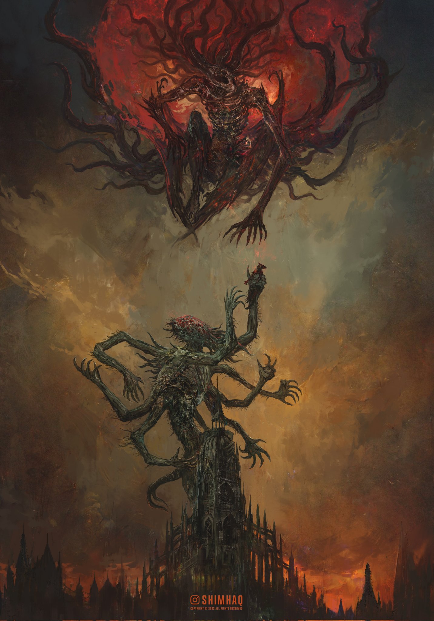 Bloodborne Artwork Terror Vertical Fantasy Art Video Games Video Game Art Creature 1432x2048