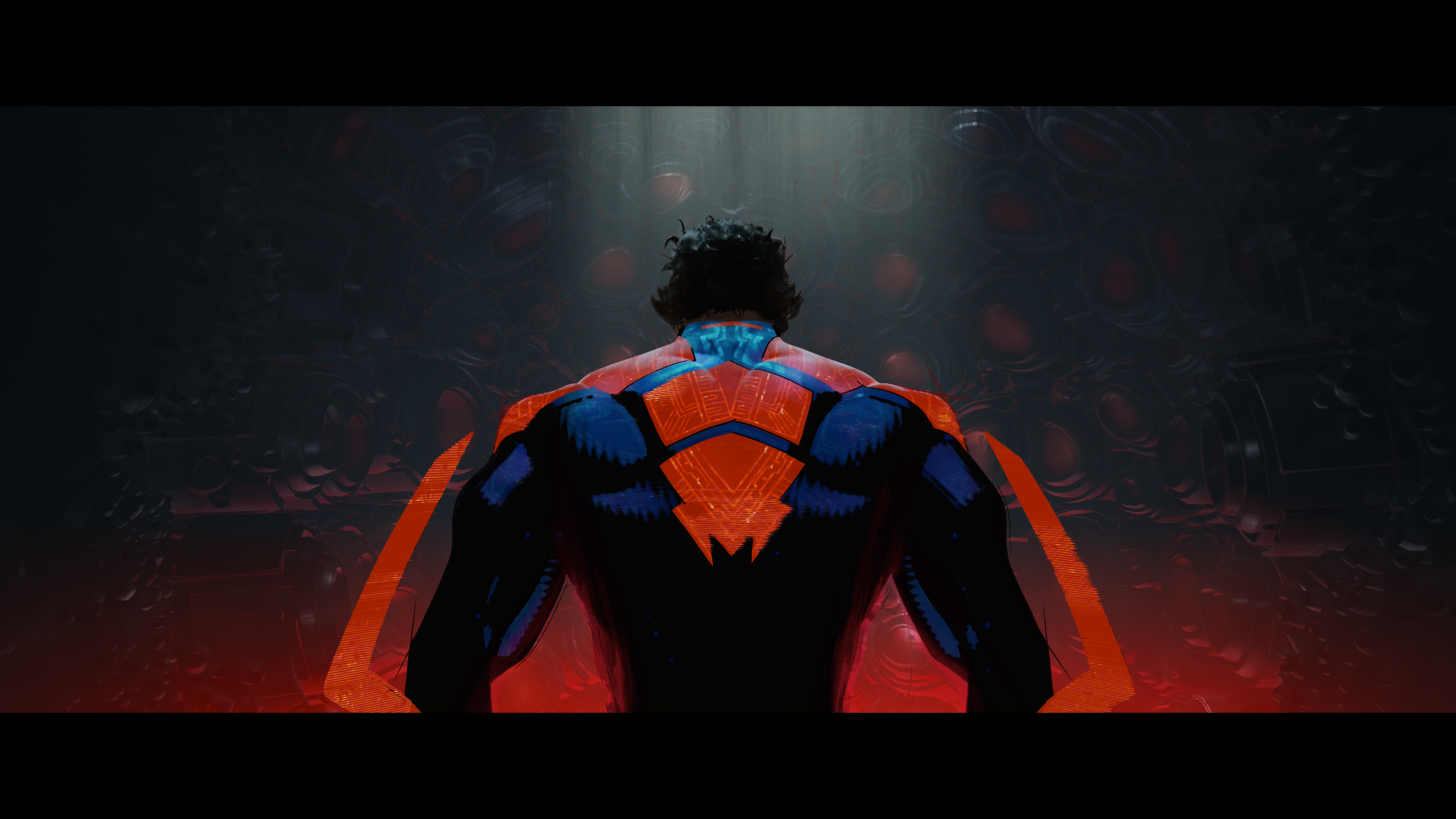 Spider Man Across The Spider Verse Spider Man Bodysuit Simple Background Minimalism Superhero 2560x1440