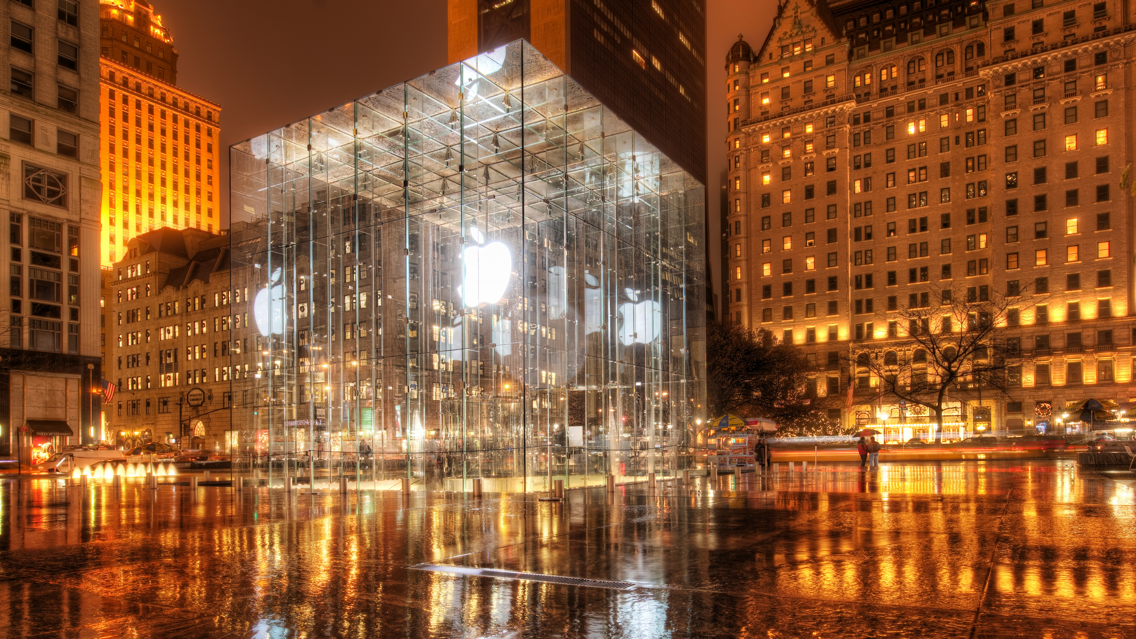 Trey Ratcliff Photography Street Square Stores Apple Inc Night Lights New York City Building City Li 3840x2160