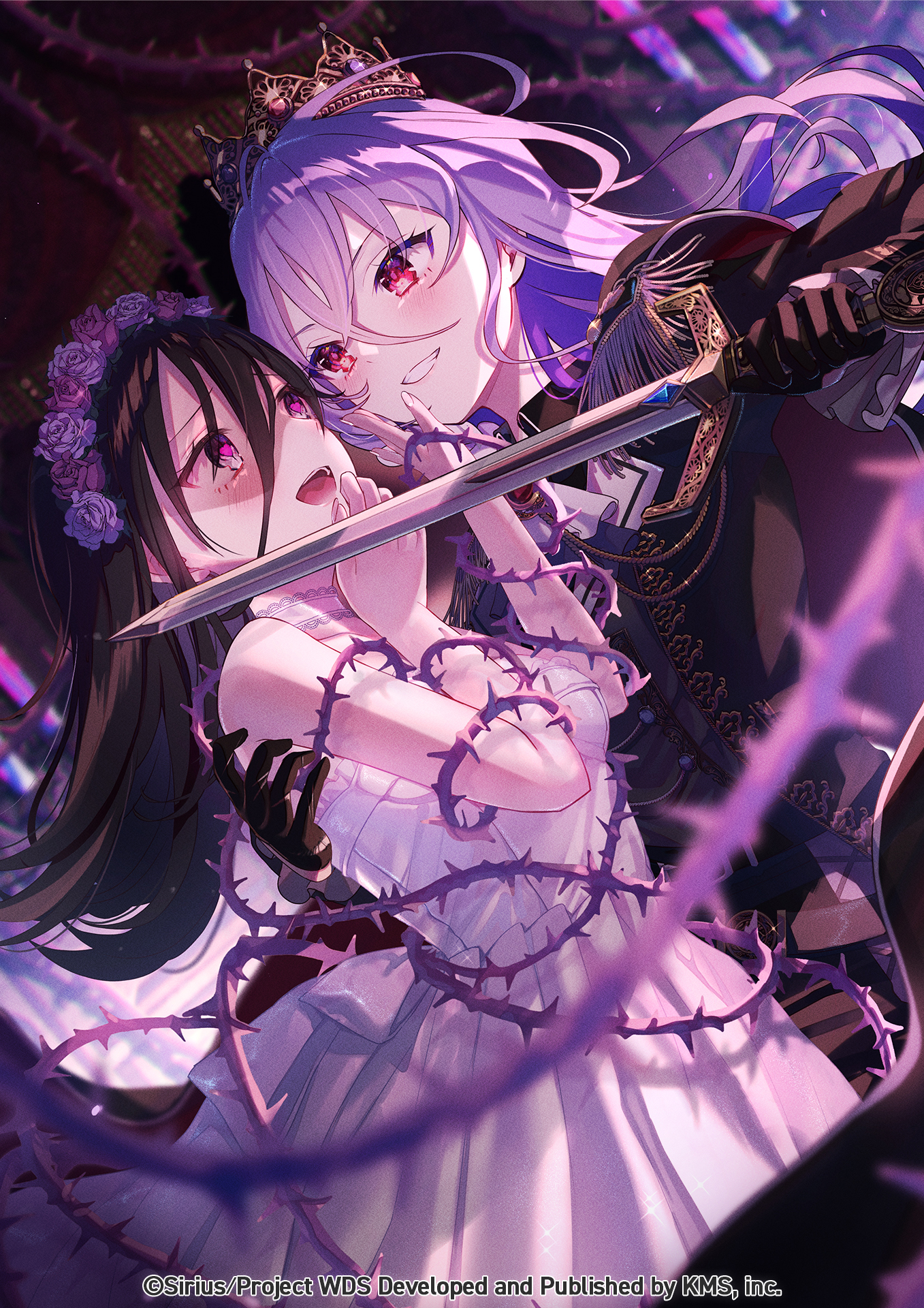 Anime Anime Girls Portrait Display Sword Watermarked Weapon Long Hair Vines Smiling Blushing Heart E 1357x1920