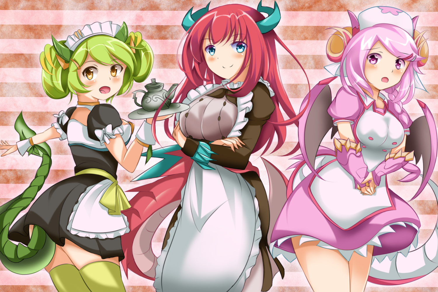 Anime Anime Girls Trading Card Games Yu Gi Oh Nurse Dragonmaid Shoulder Length Hair Pink Hair Maid M 1500x1000