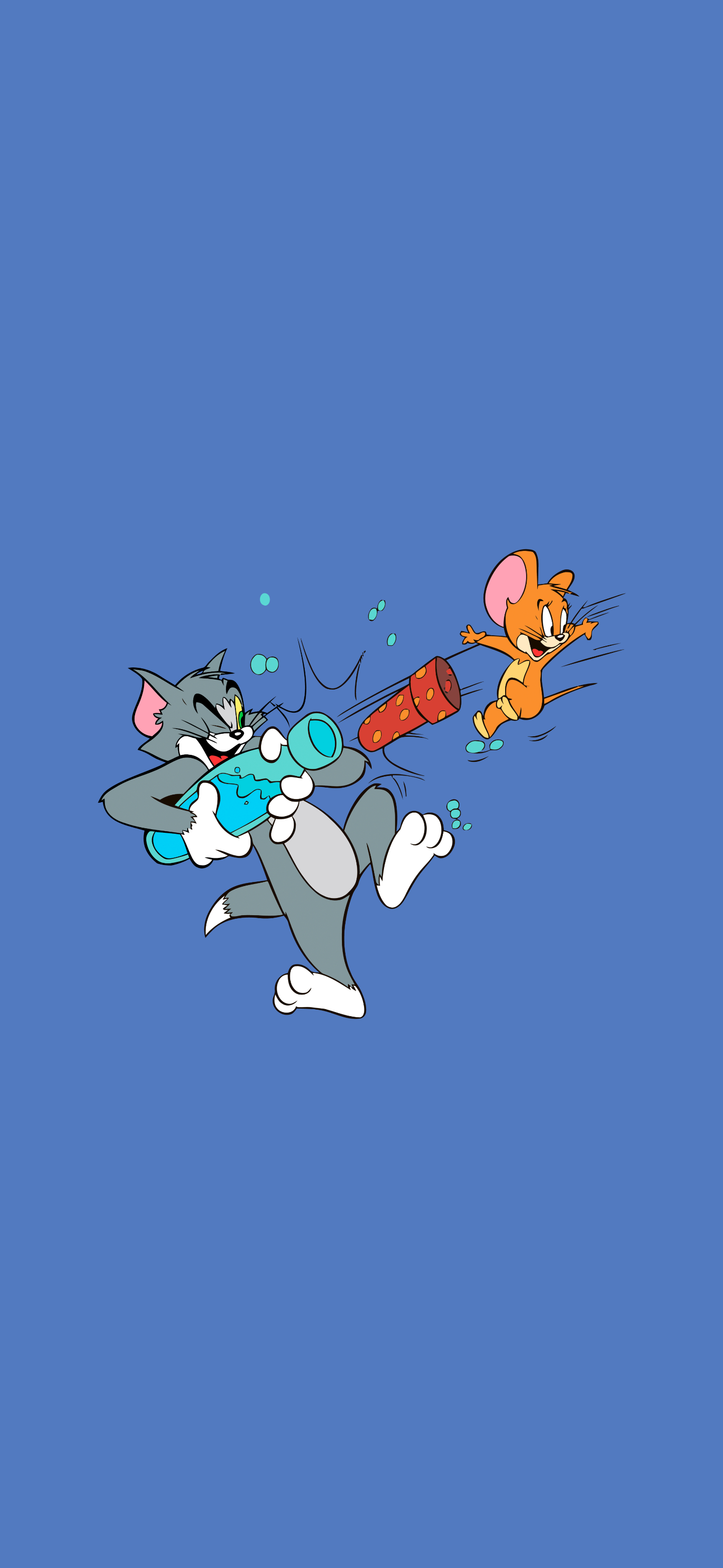 Cartoon Tom And Jerry Simple Background Minimalism Blue Background 1440x3120