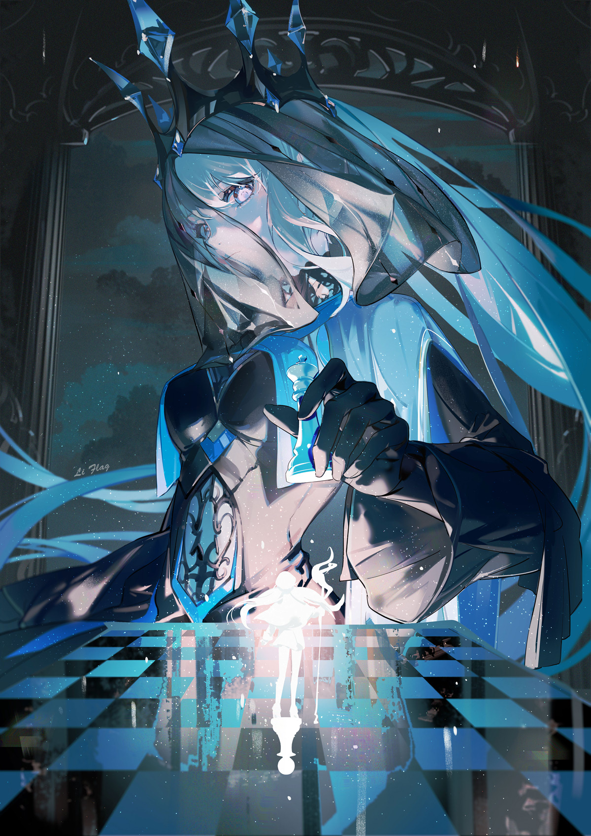 Anime Anime Girls Blue Veils 1200x1697