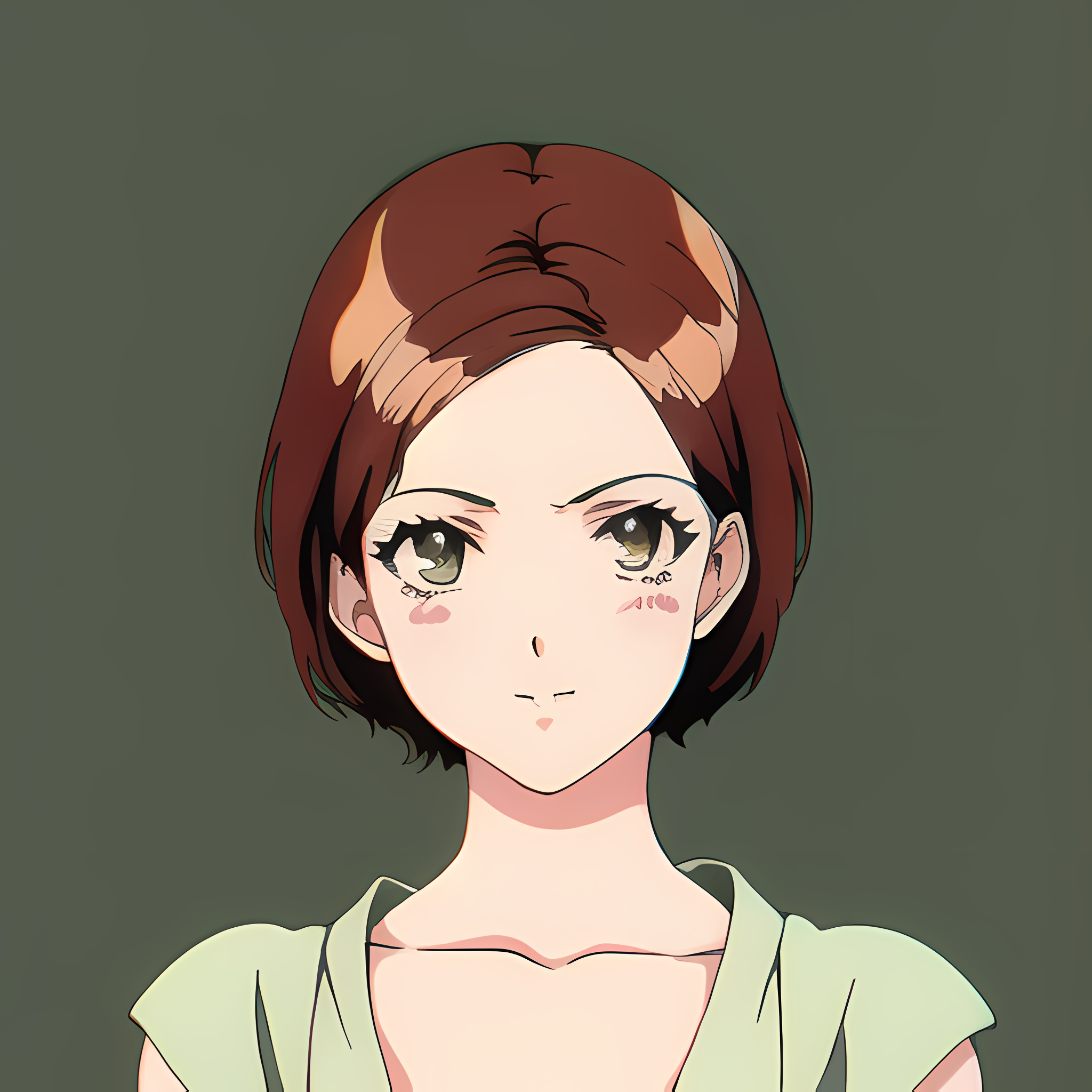 Anime Girls Novel Ai Women Face Portrait Redhead Beige Background Anime Ai Art Simple Background Min 2048x2048