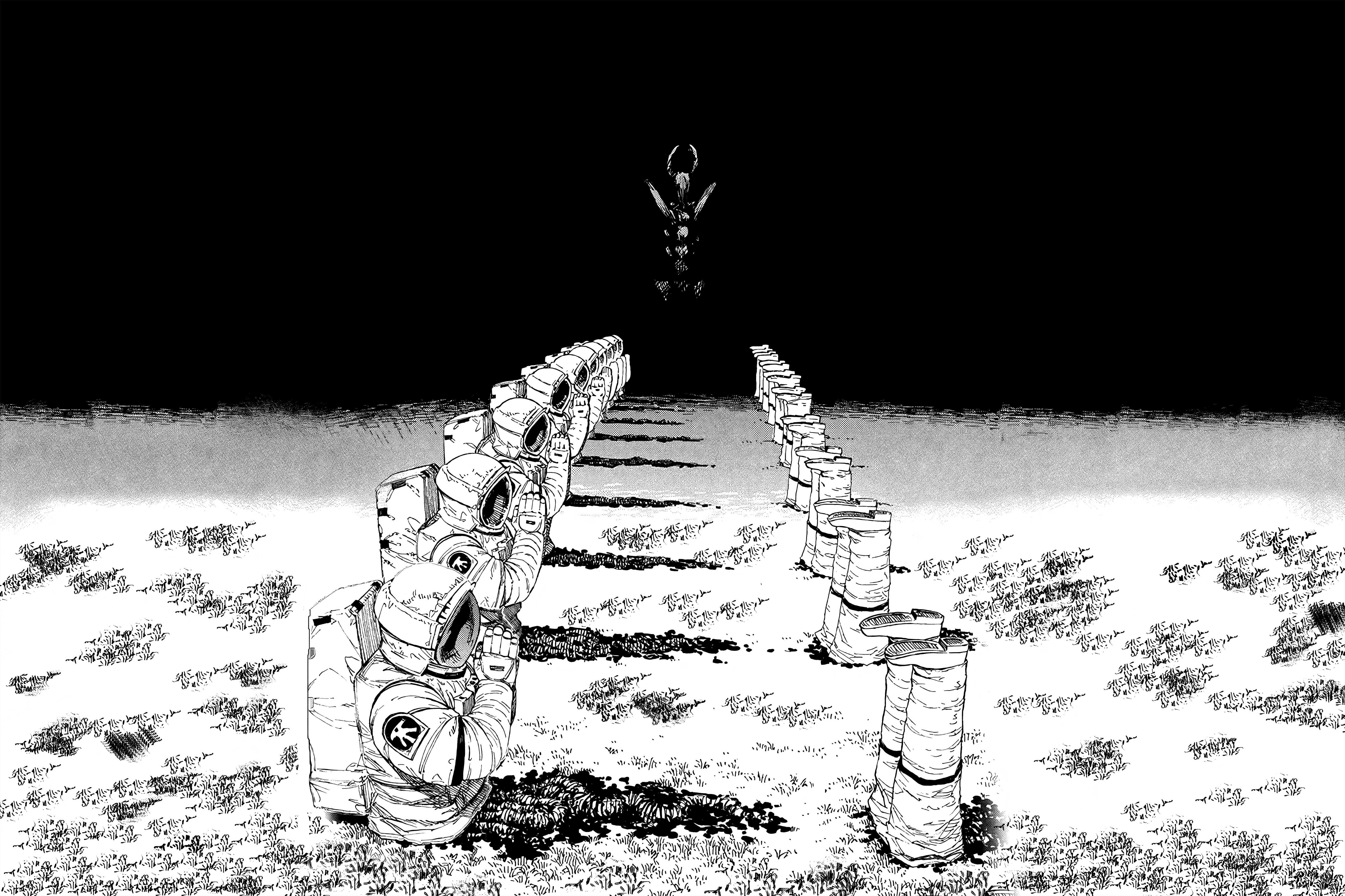 Chainsaw Man Manga Monochrome Astronaut Darkness Devil Chainsaw Man Devil Dead Astronauts Anime Spac 5400x3600