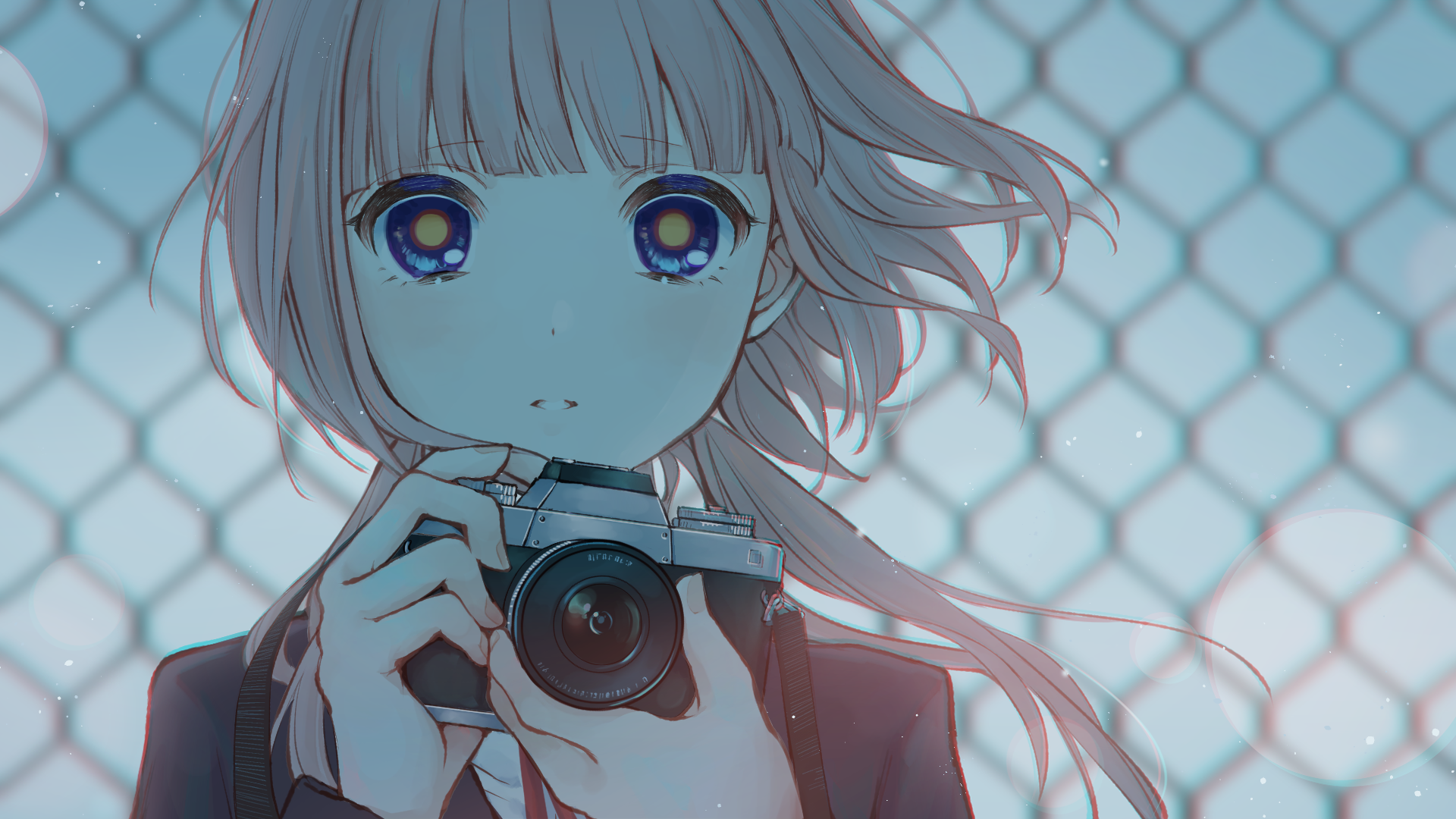 KAF Anime Girls Face Camera Looking At Viewer Fence 1920x1080