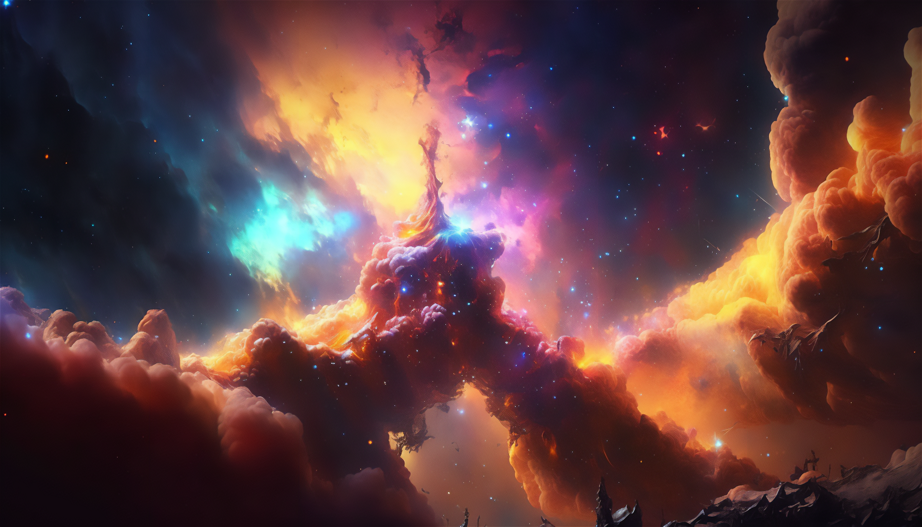Ai Art Colorful Clouds Nebula Universe Space 3136x1792