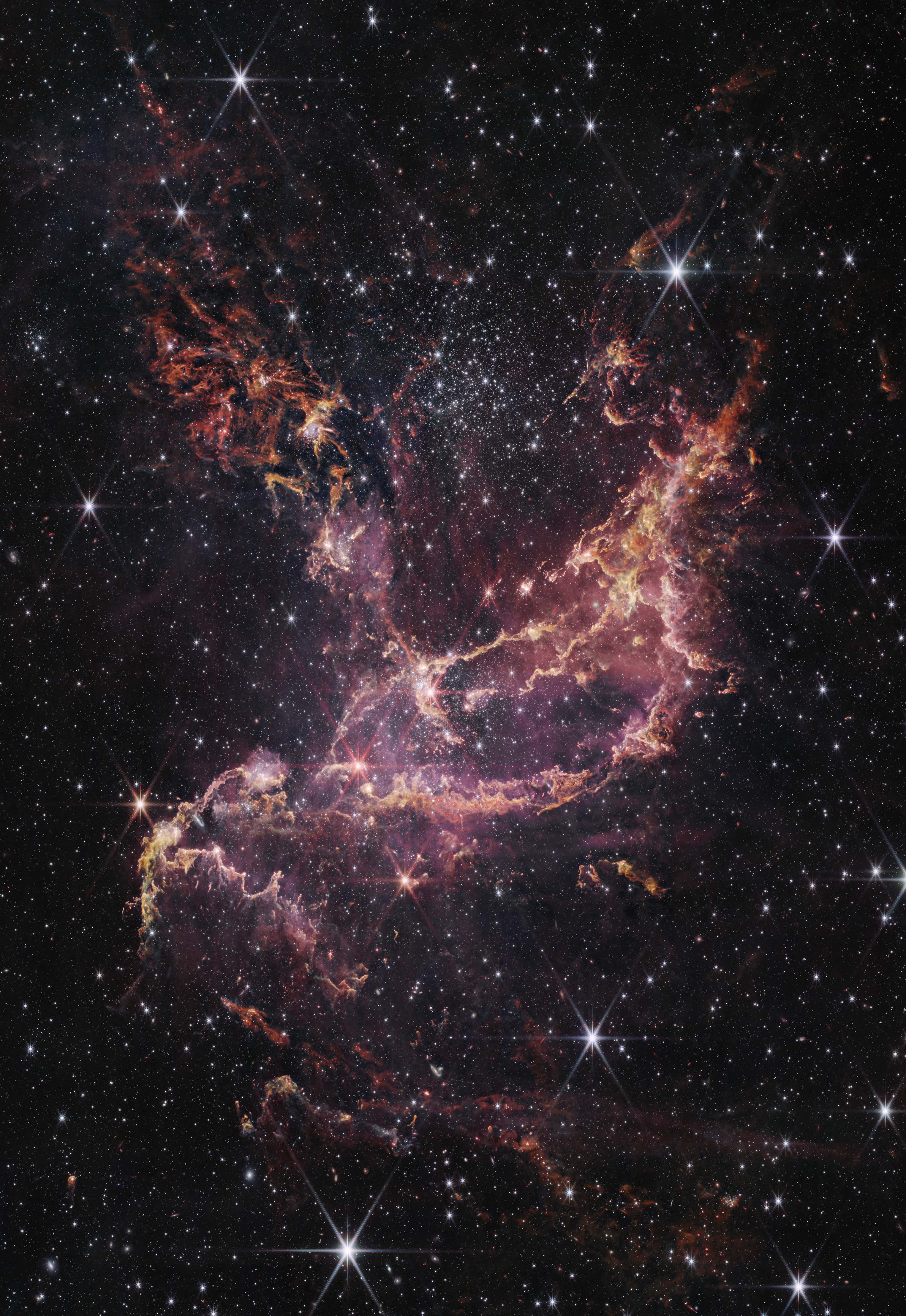 Nebula Stars James Webb Space Telescope Galaxy NGC 346 Emission Nebula NiRCam Vertical Space 3051x4432