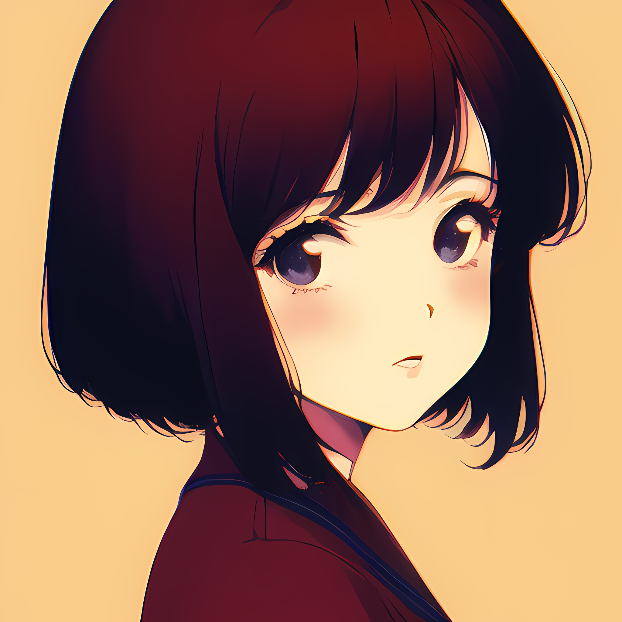 Anime Girls Novel Ai Anime Face Redhead Portrait Yellow Background  Minimalism Wallpaper - Resolution:2048x2048 - ID:1353229 