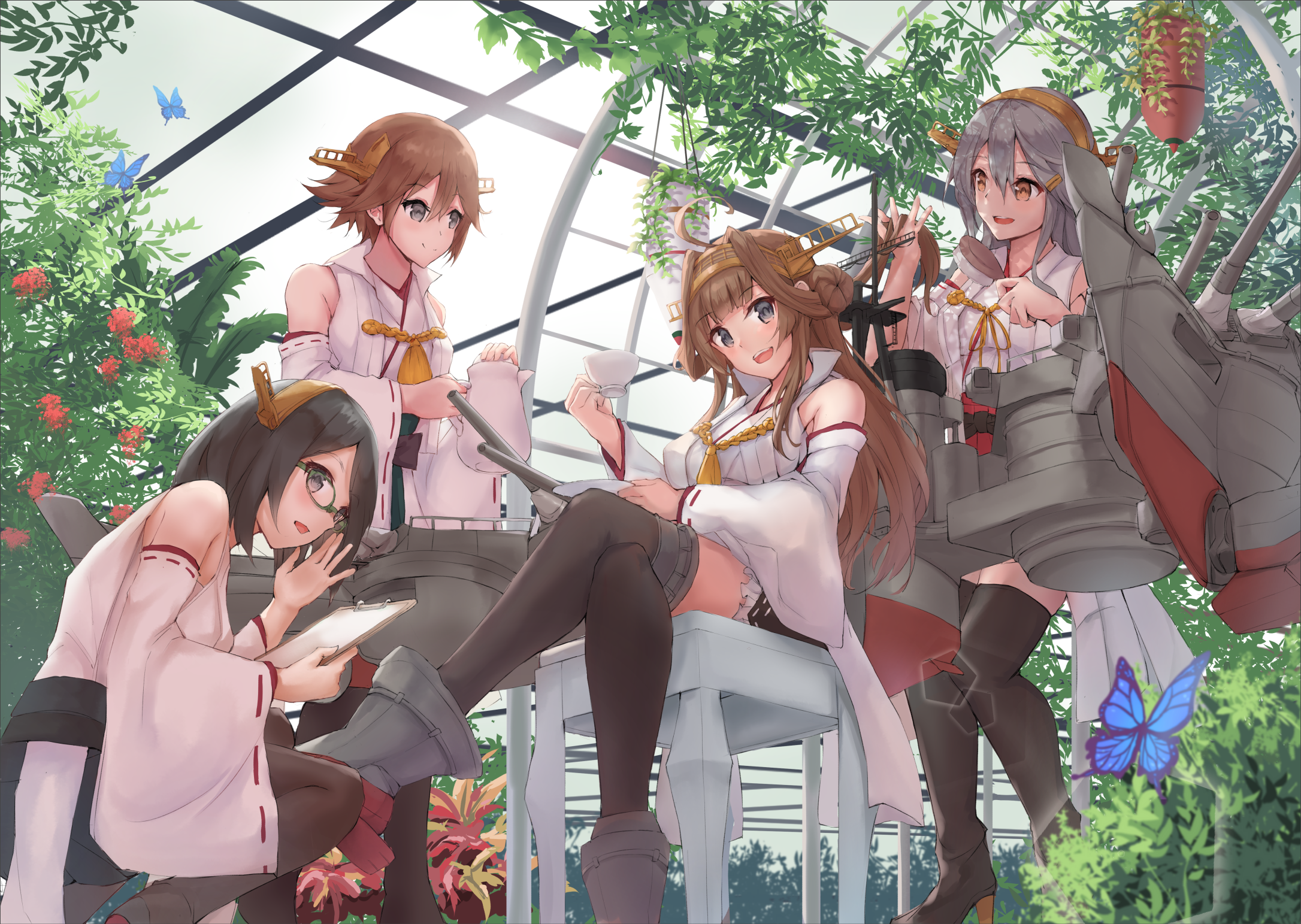 Anime Anime Girls Group Of Women Kantai Collection Kongou KanColle Hiei KanColle Haruna KanColle Kir 2172x1543