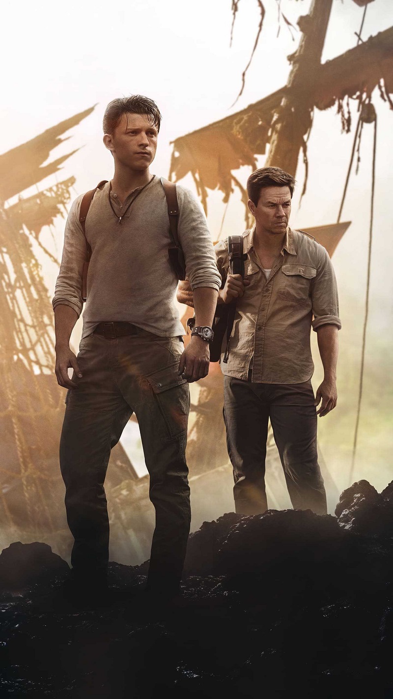 Uncharted Movie Movies Tom Holland Nathan Drake Mark Wahlberg Men Victor Sullivan 800x1422