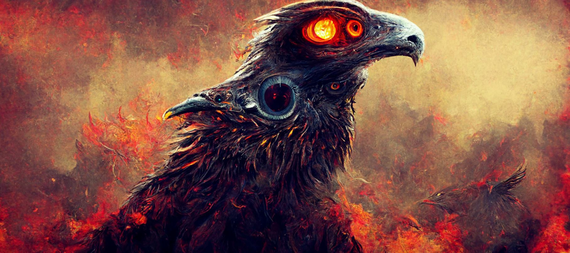 Raven Abstract Ai Art Birds Animals 1816x807