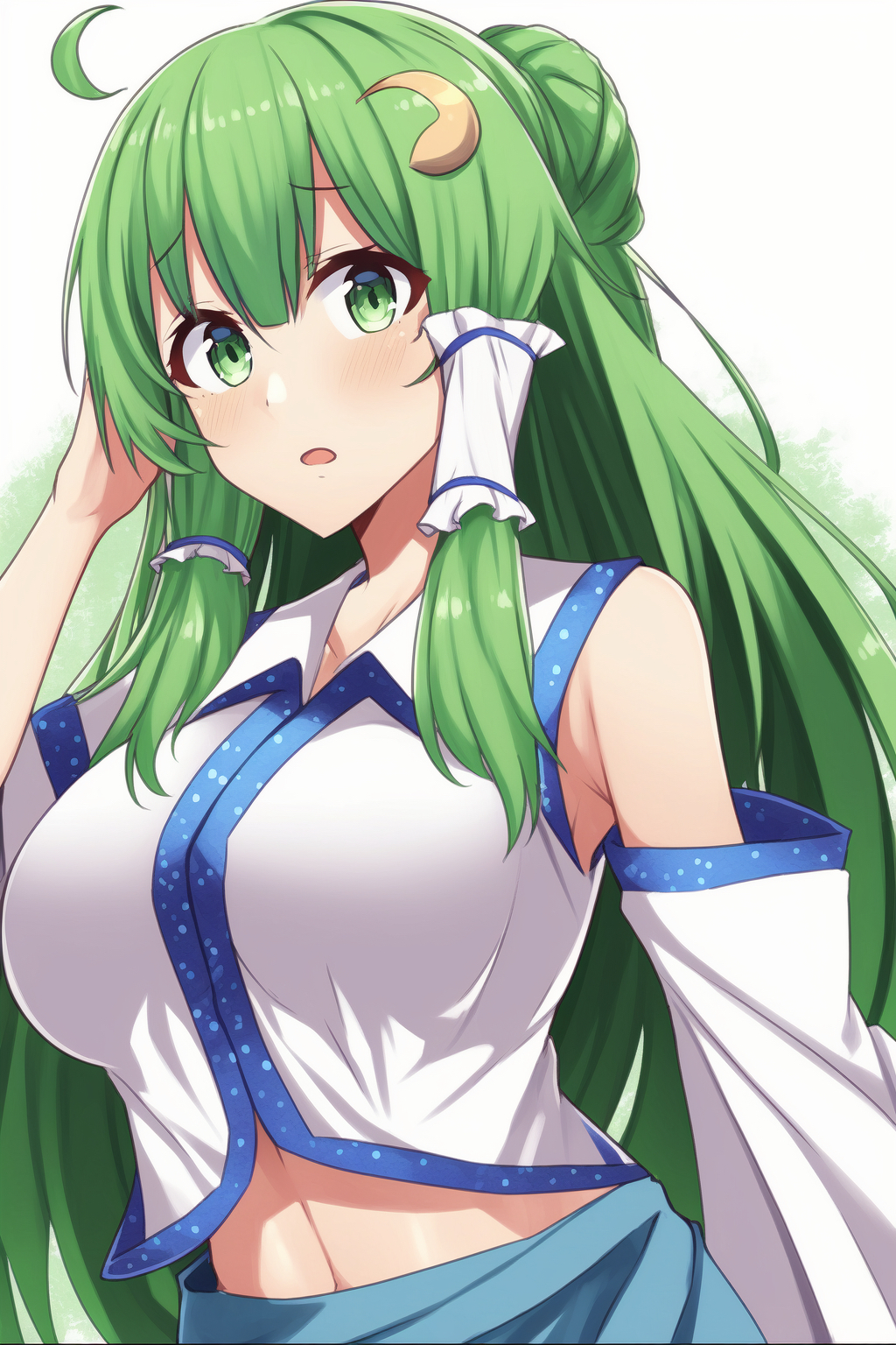 Anime Anime Girls Touhou Kochiya Sanae Long Hair Green Hair Solo Artwork Digital Art Fan Art Vertica 1024x1536